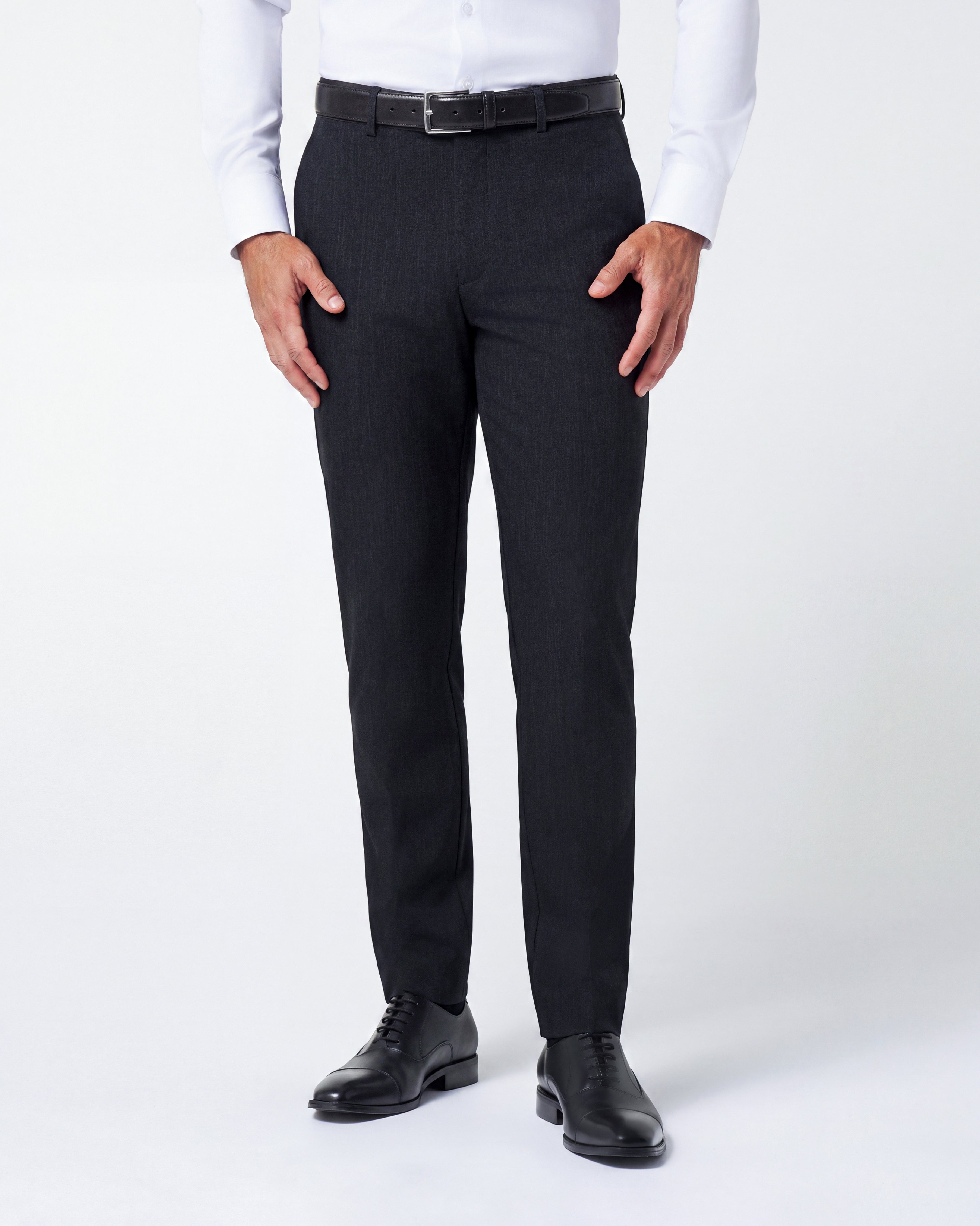 Athletic Fit Stretch Suit Pants - Heathered Charcoal