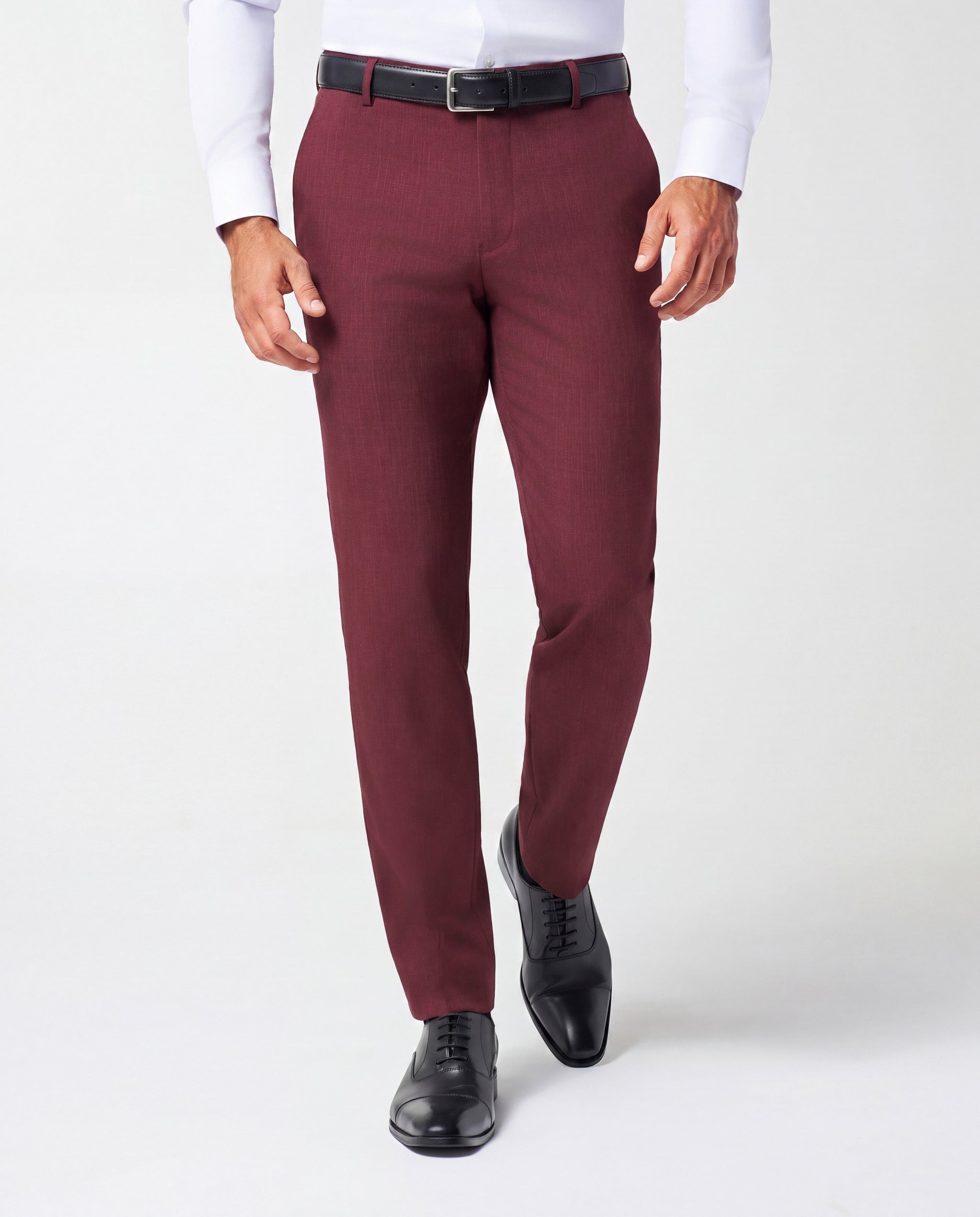 Athletic Fit Stretch Suit Pants - Heathered Maroon