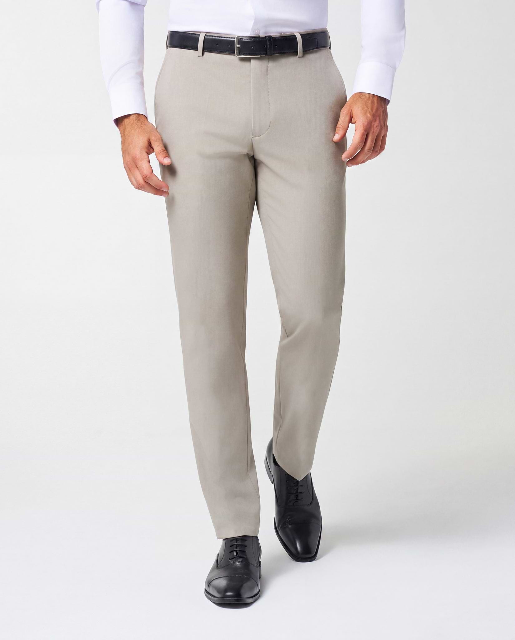 Athletic Fit Stretch Suit Pants - Heathered Stone