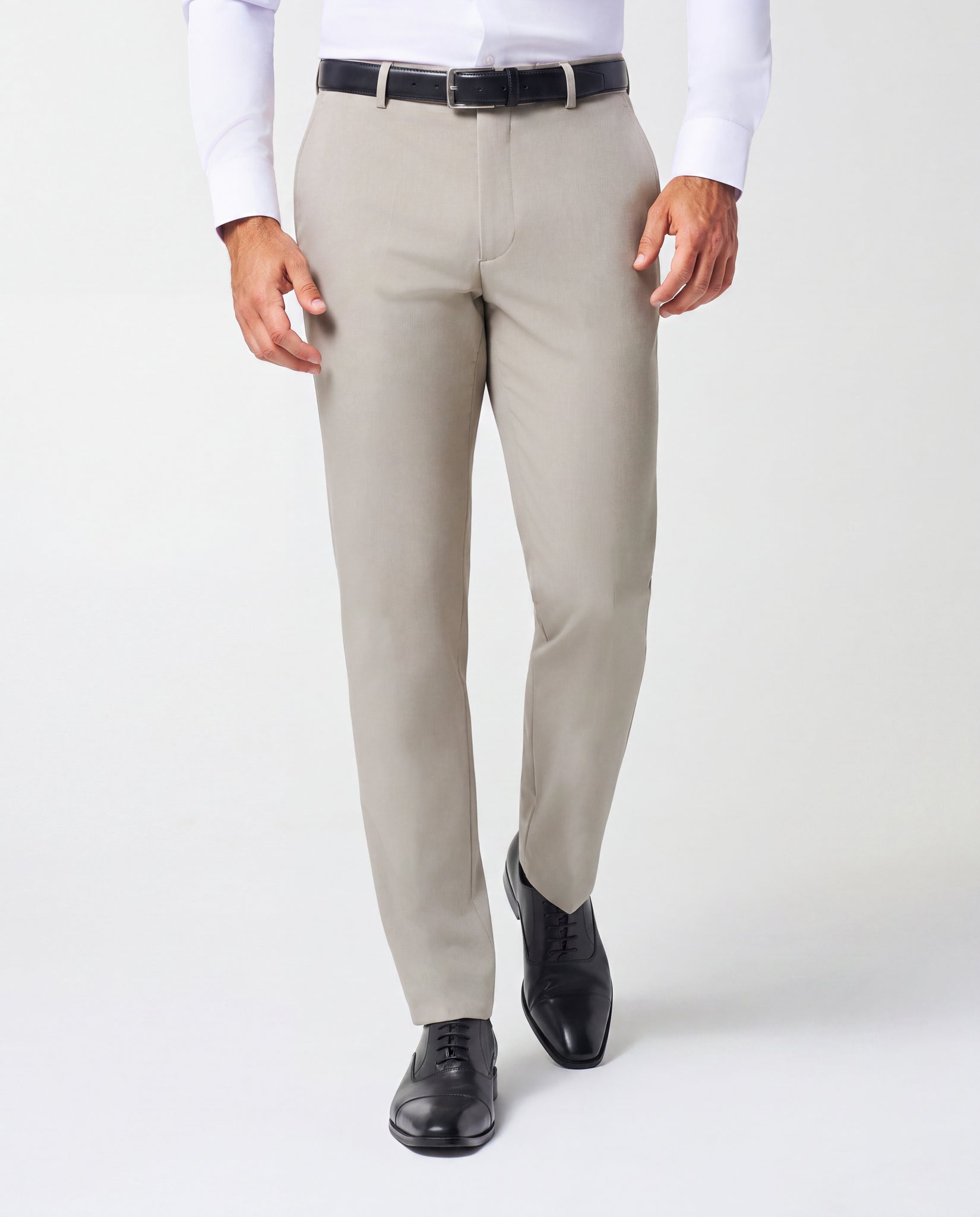 Athletic Fit Stretch Suit Pants - Heathered Stone