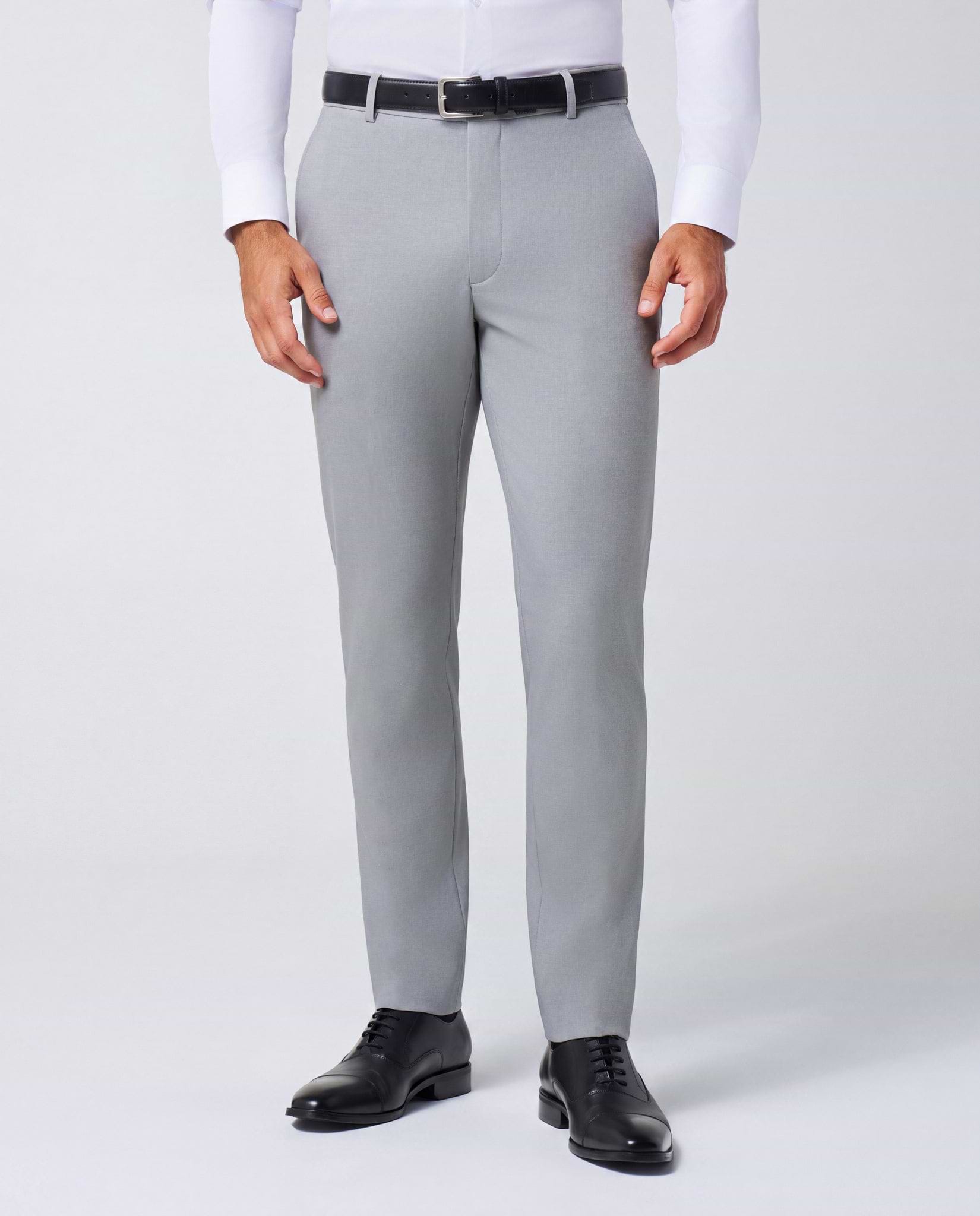 Brushed Tech Suit Pant - Light Grey Microcheck