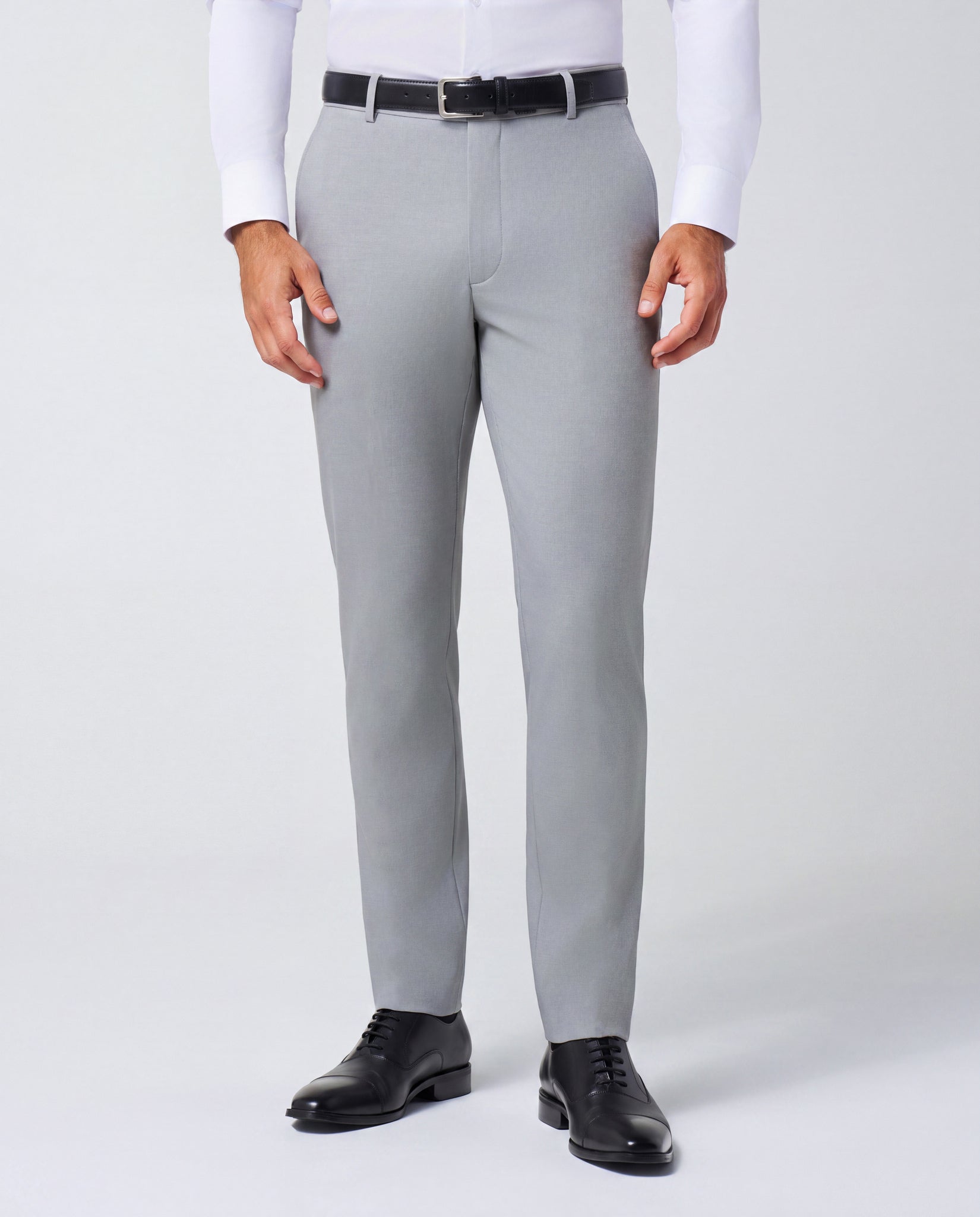 Brushed Tech Suit Pant - Light Grey Microcheck