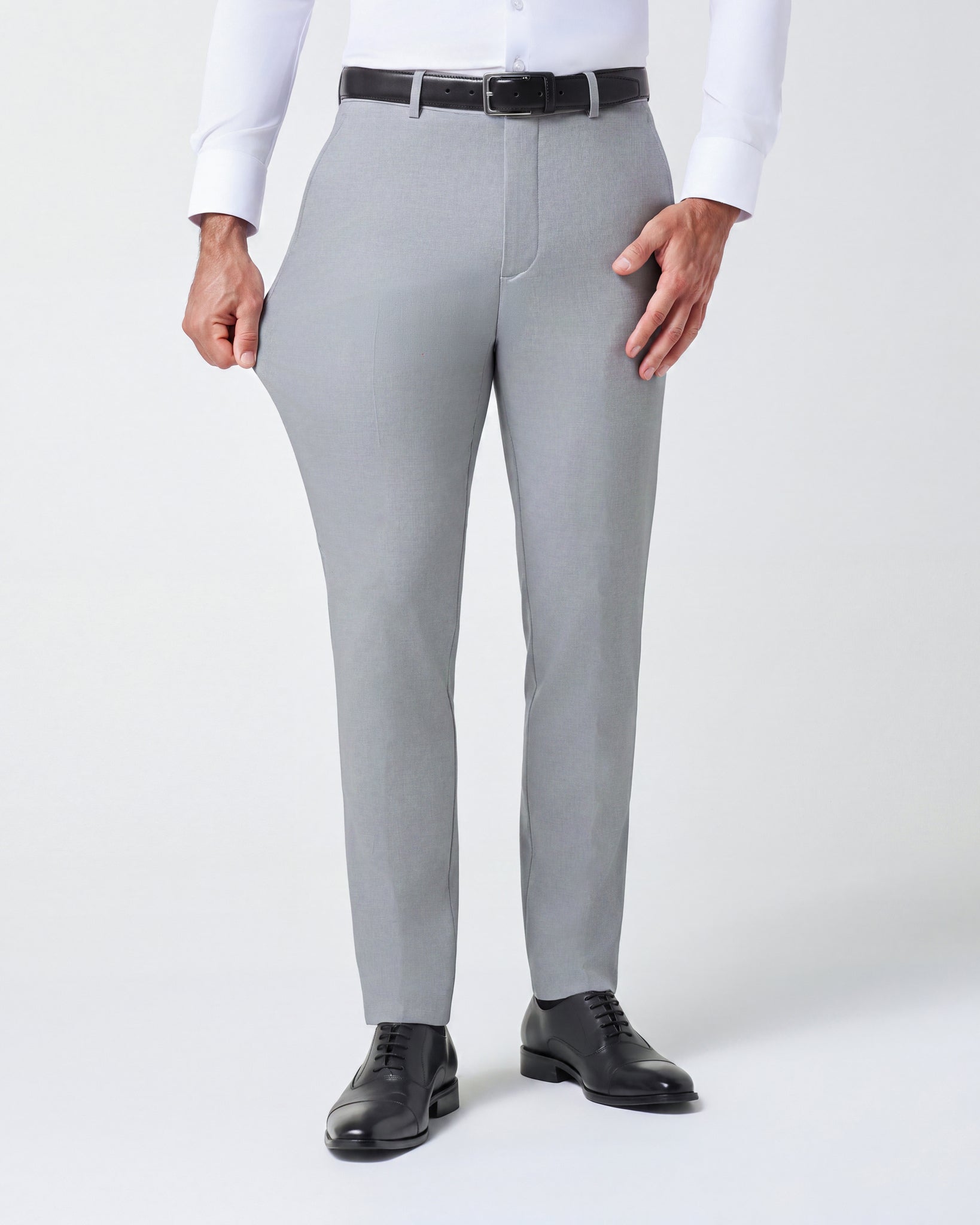 Brushed Tech Suit Pant - Light Grey Microcheck