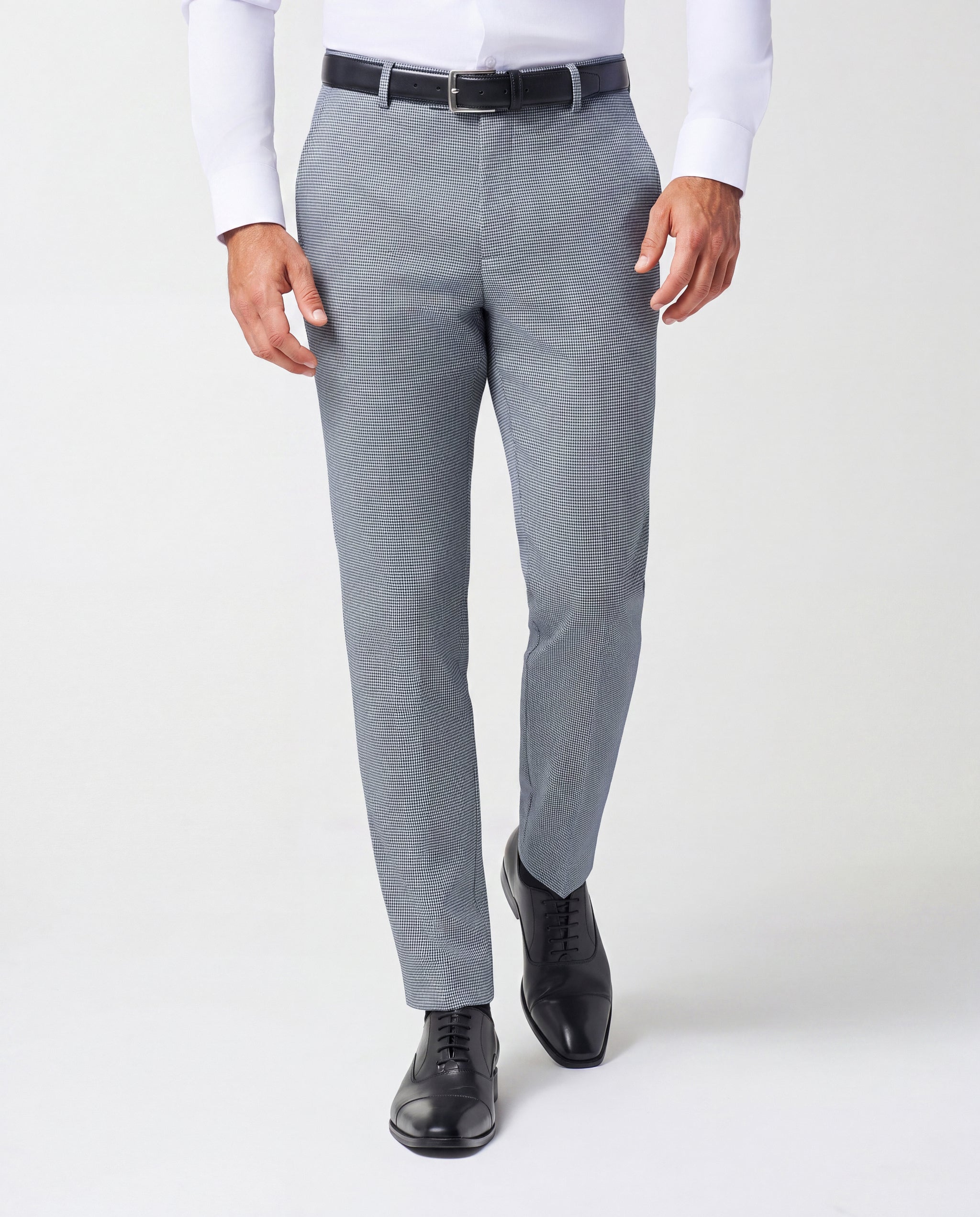 Athletic Fit Stretch Suit Pants - Slate Grey Houndstooth