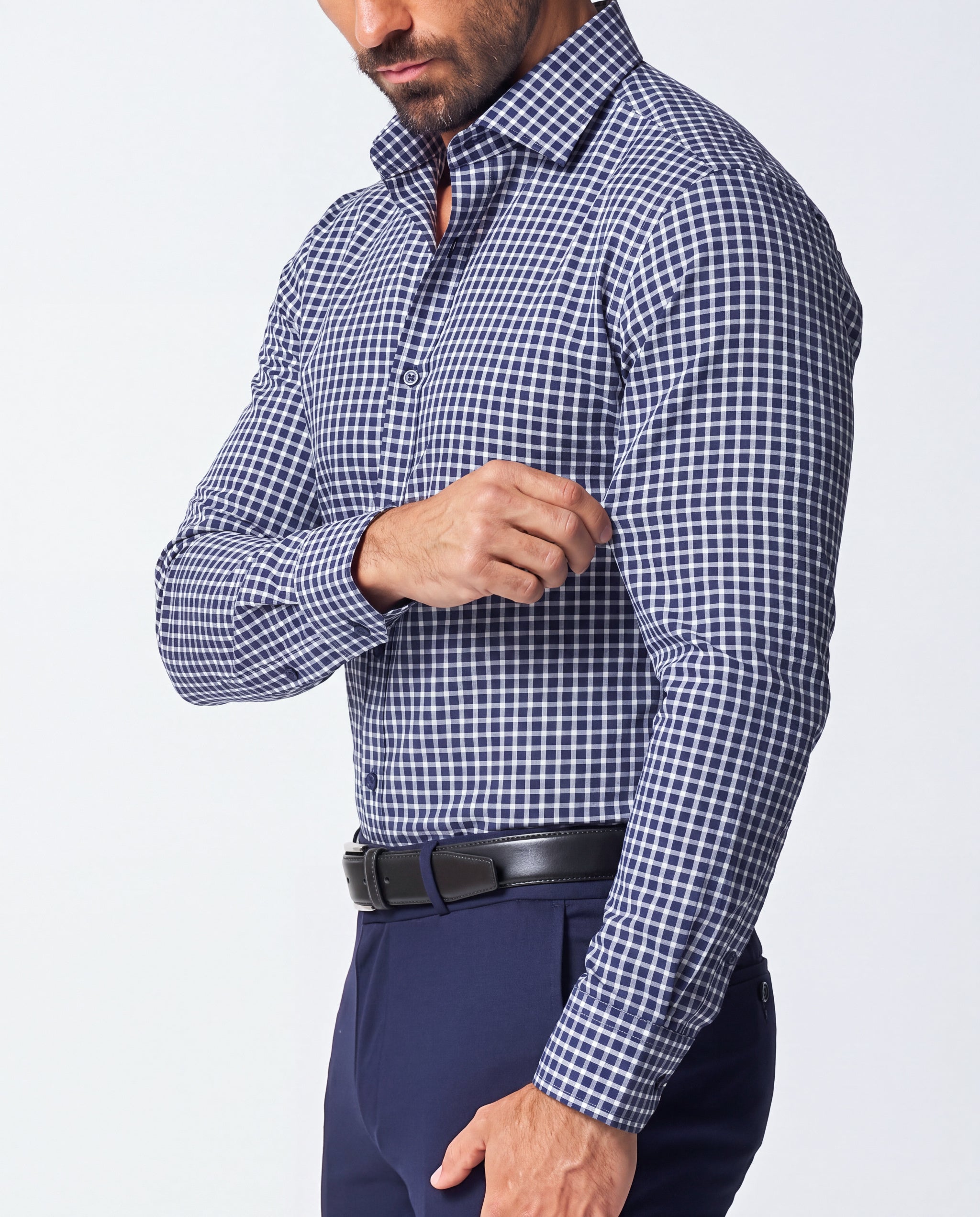 "The Callahan" Blue and White Mini Plaid