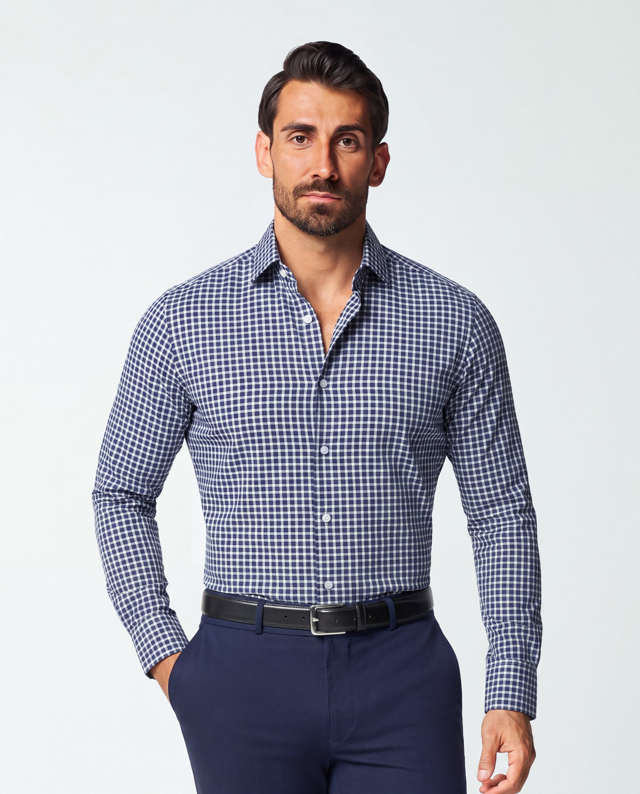 "The Callahan" Blue and White Mini Plaid