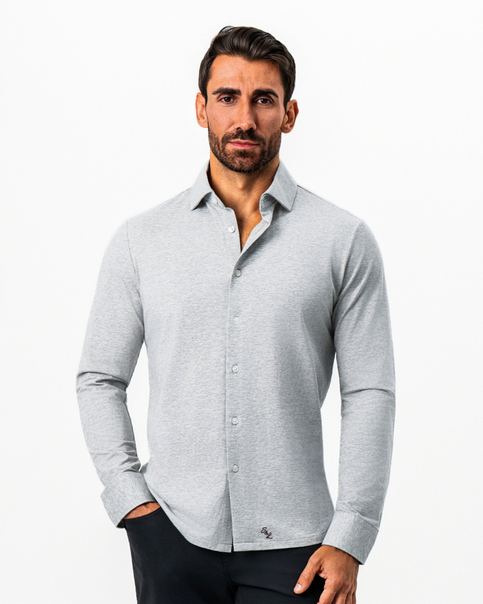 "The Fowler" Grey Button Down