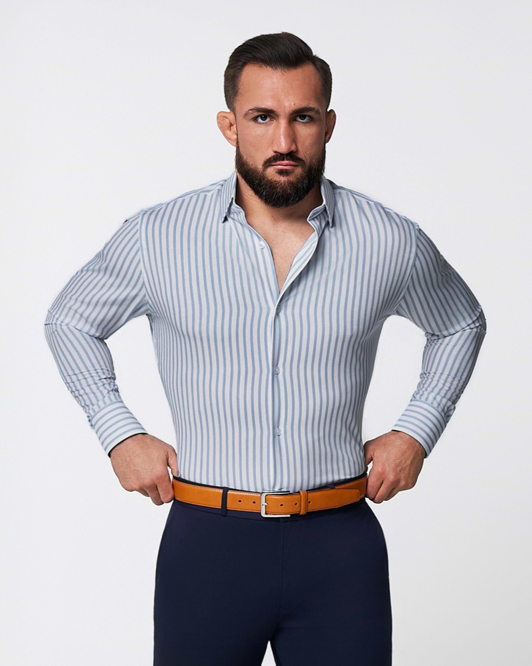 "The Francisco" Light Blue Mid-Stripe