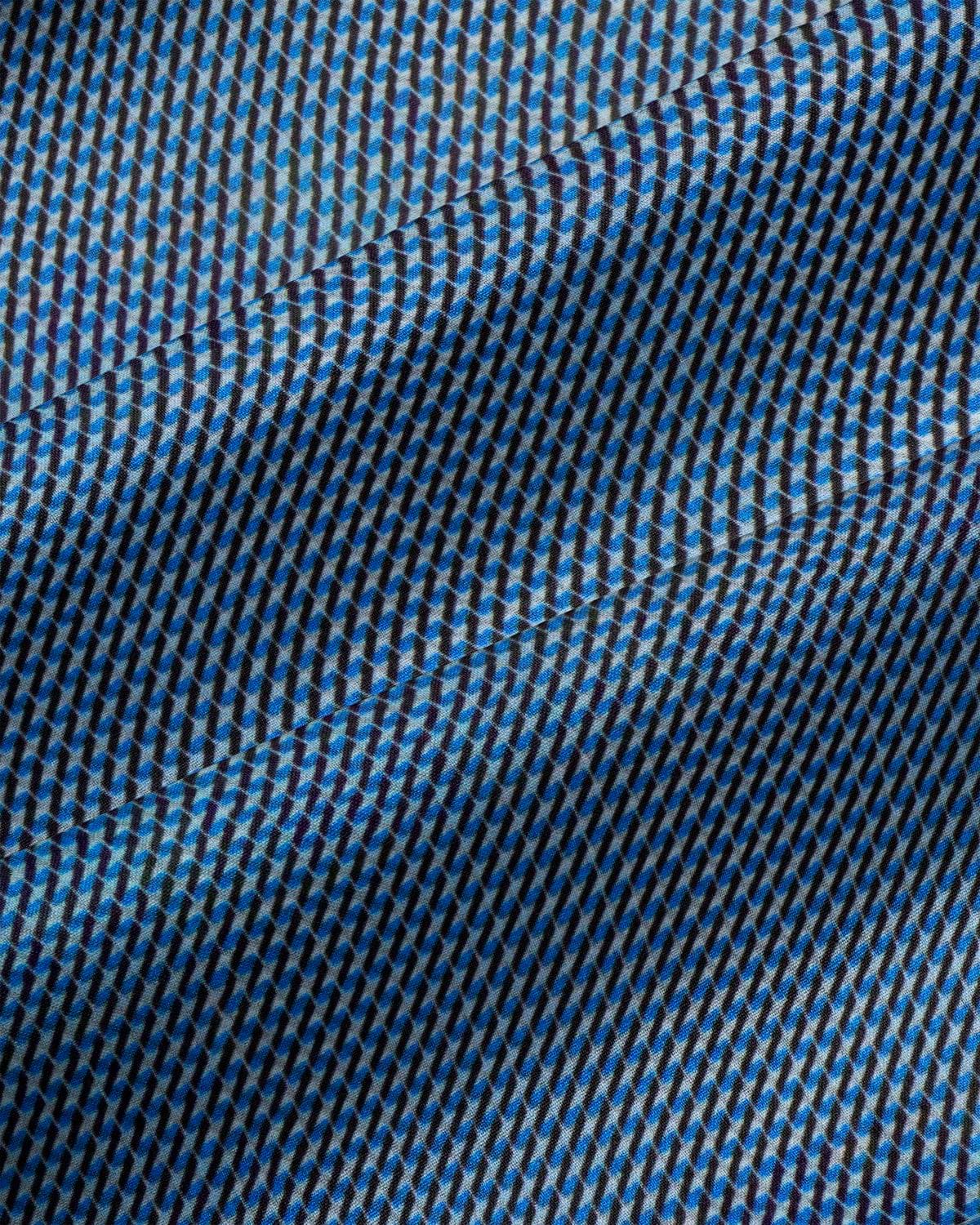 "The Lamar" Light Blue, Black & White Geo Weave