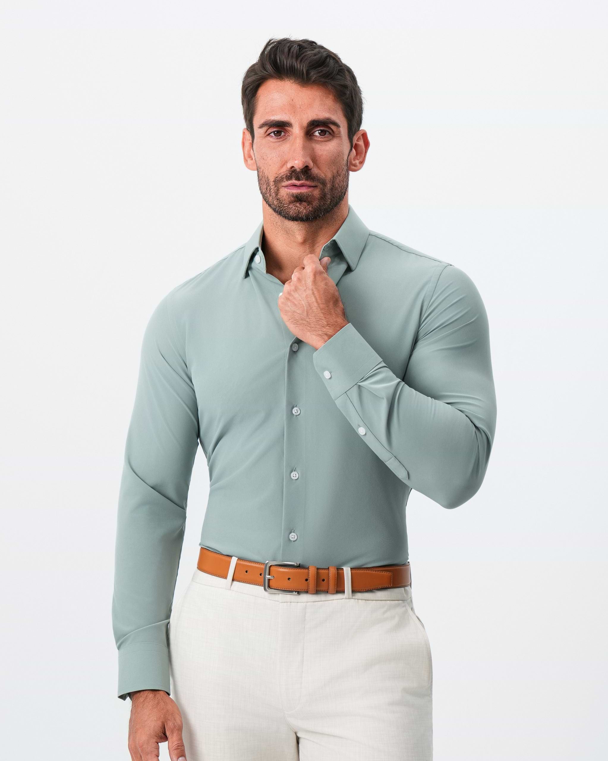 "The Westfield'' Solid Sage Green - Classic Fit