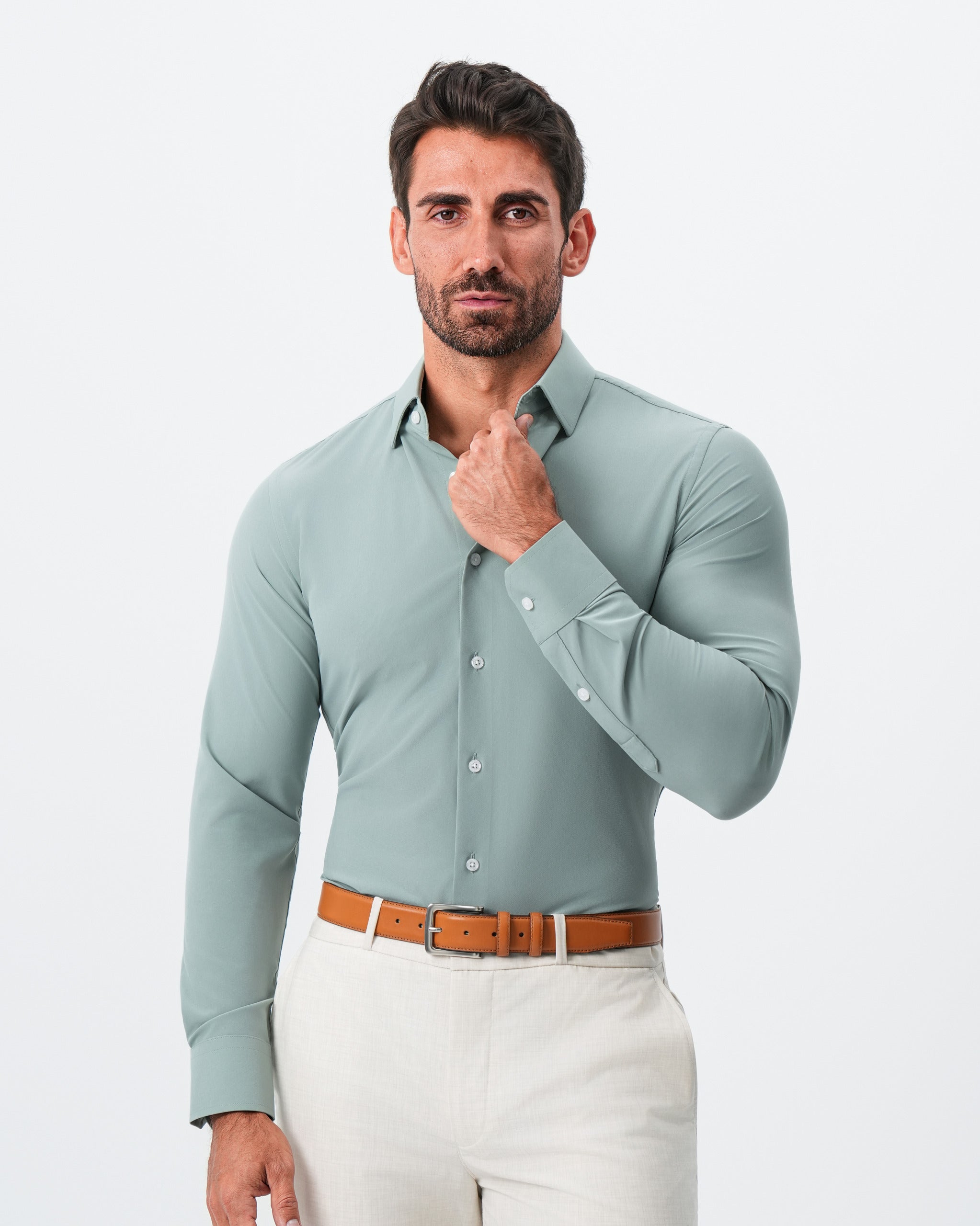 "The Westfield'' Solid Sage Green - Classic Fit