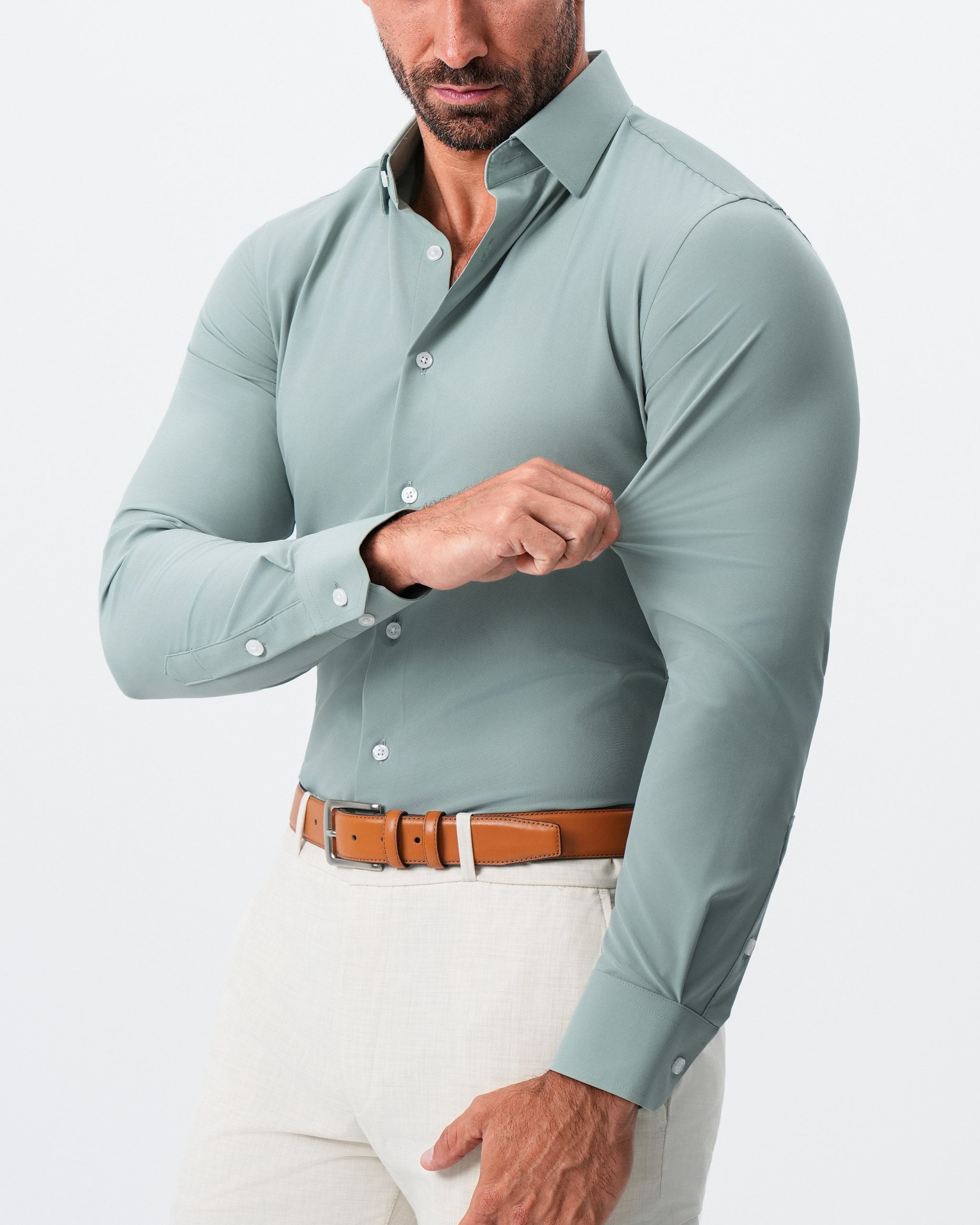 "The Westfield'' Solid Sage Green - Classic Fit