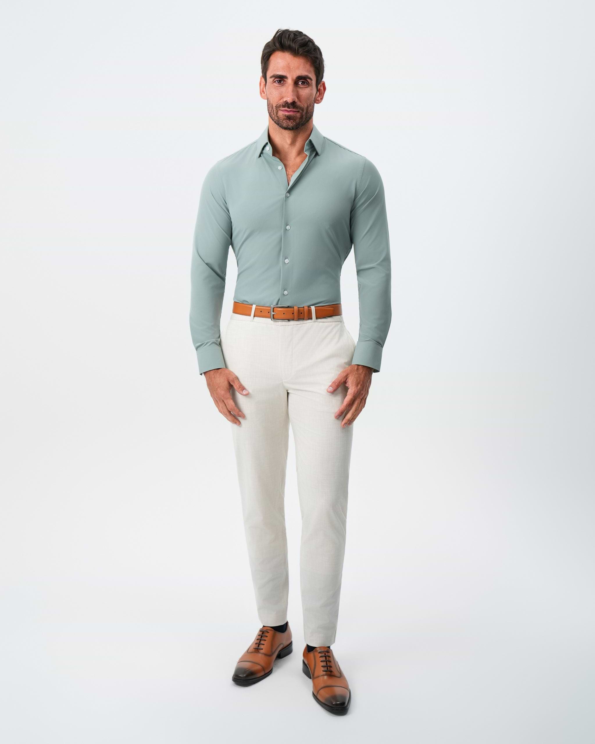 "The Westfield'' Solid Sage Green - Classic Fit