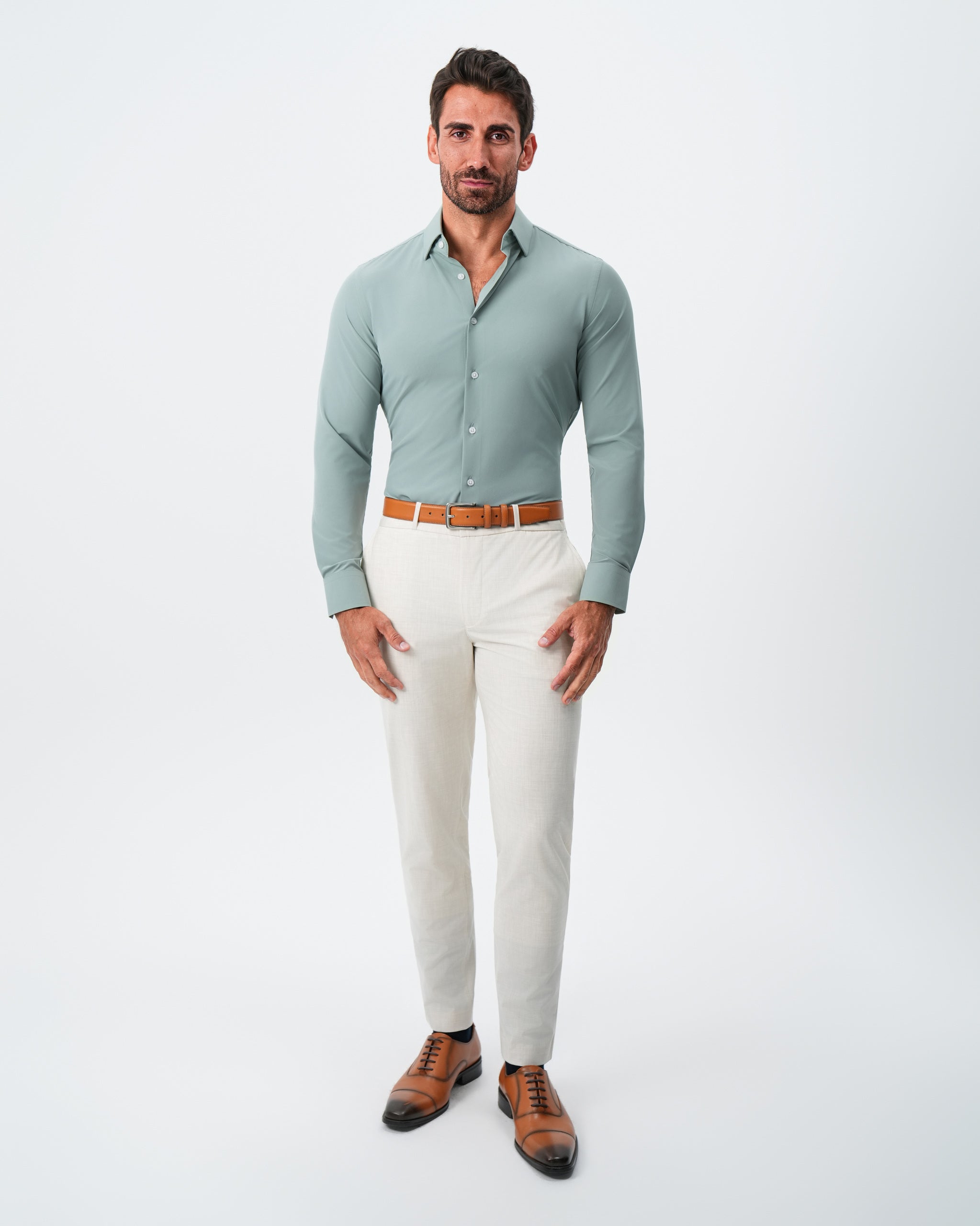 "The Westfield'' Solid Sage Green - Classic Fit
