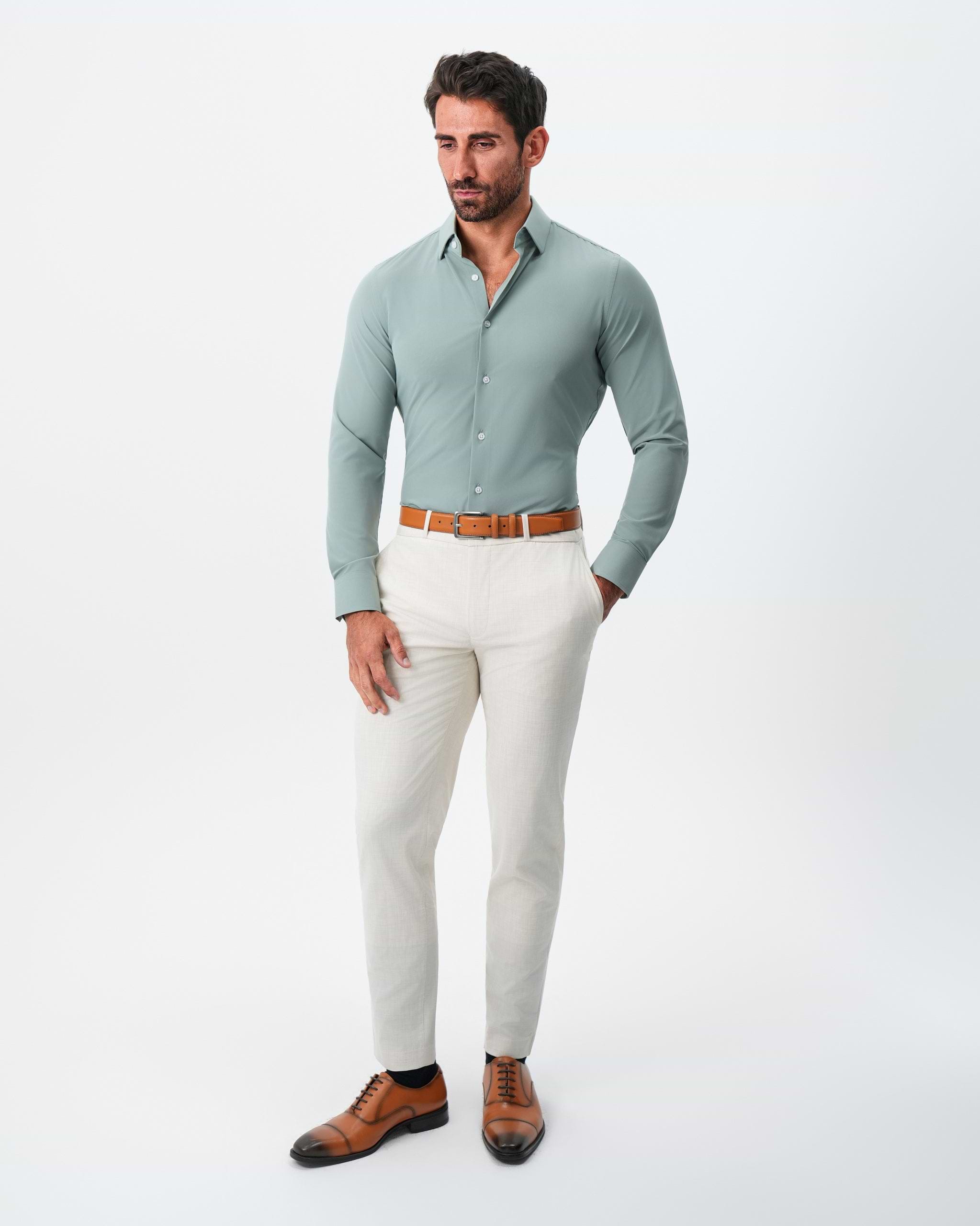 "The Westfield'' Solid Sage Green - Classic Fit