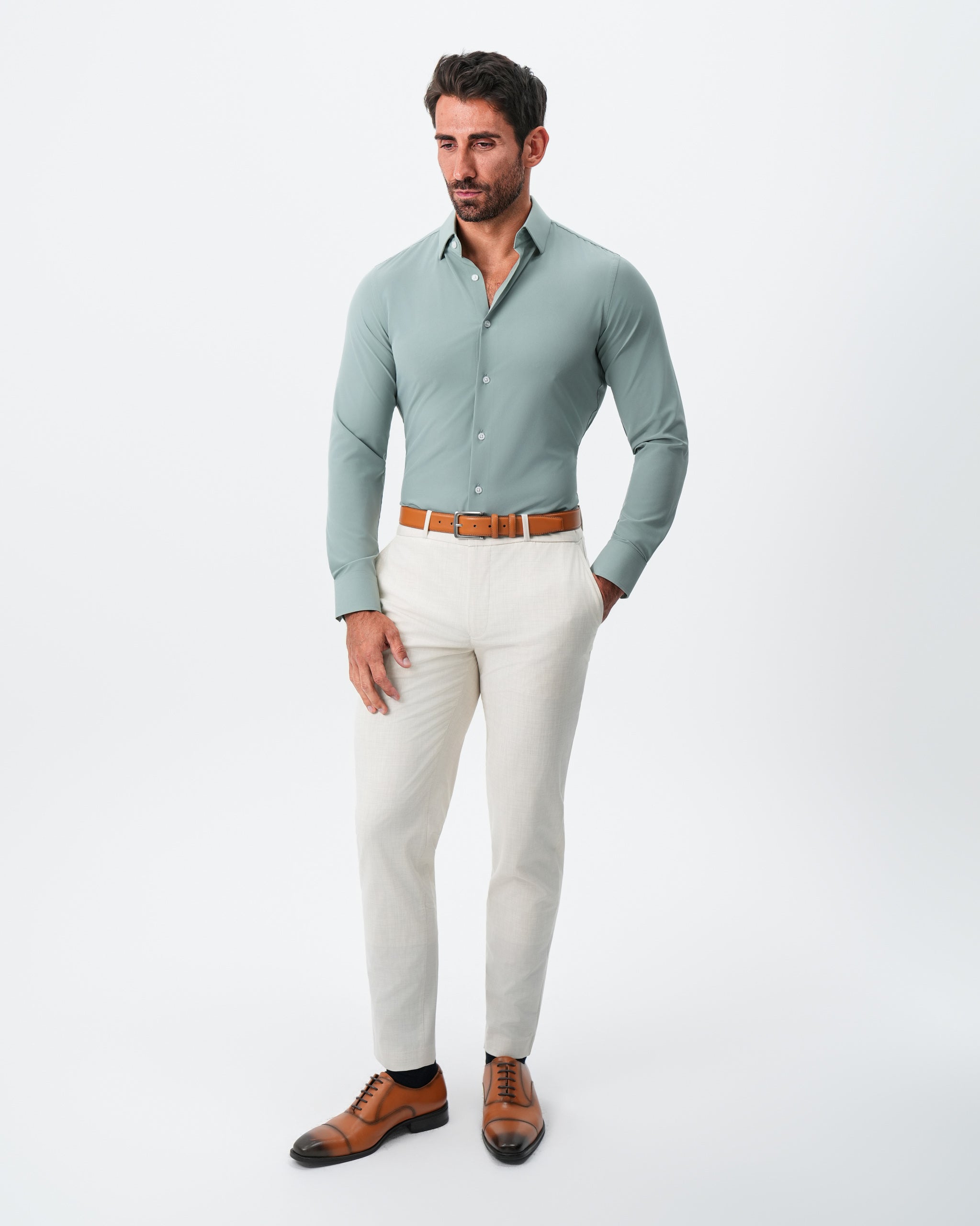 "The Westfield'' Solid Sage Green - Classic Fit