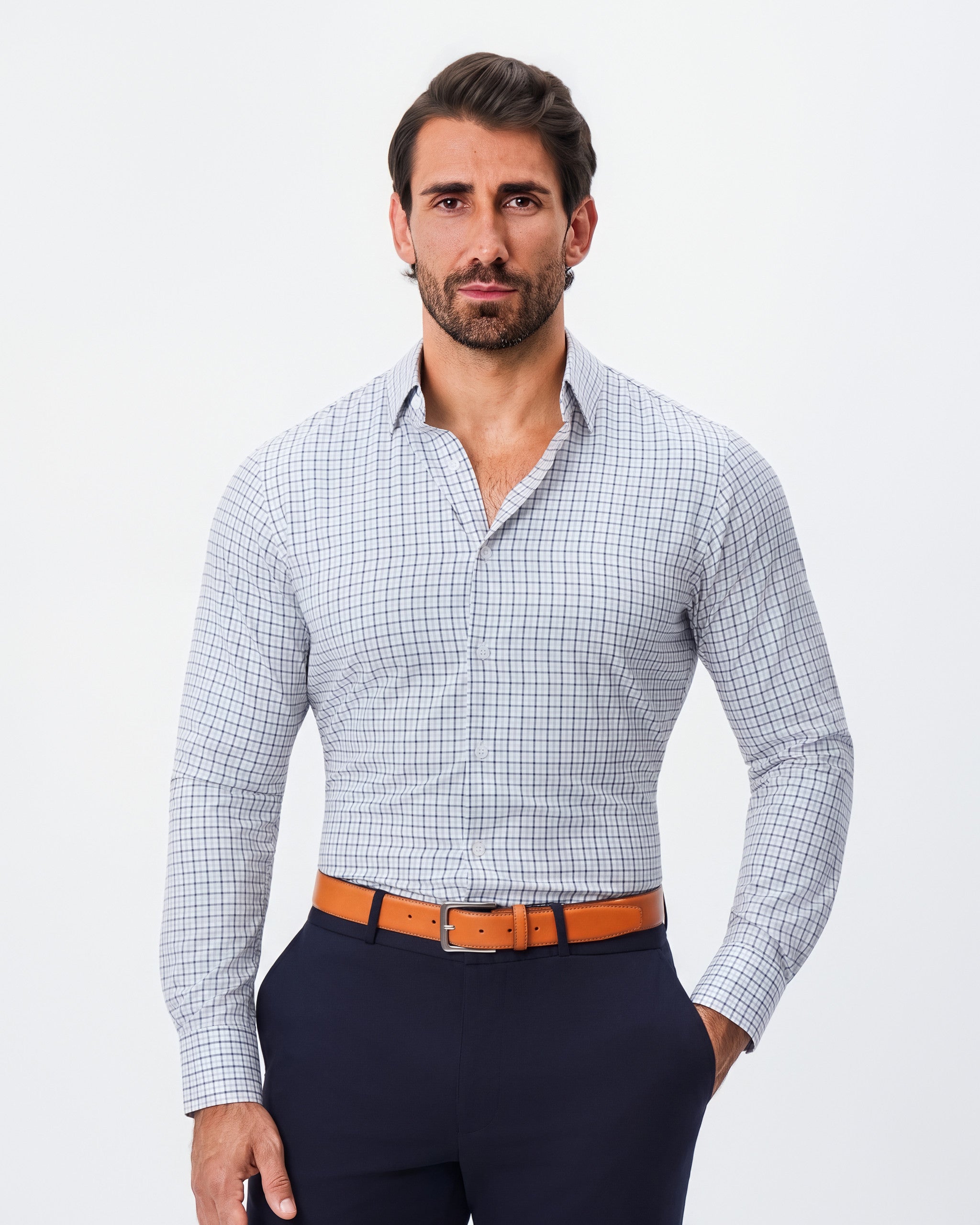 "The Winslow" Navy & Brown Check