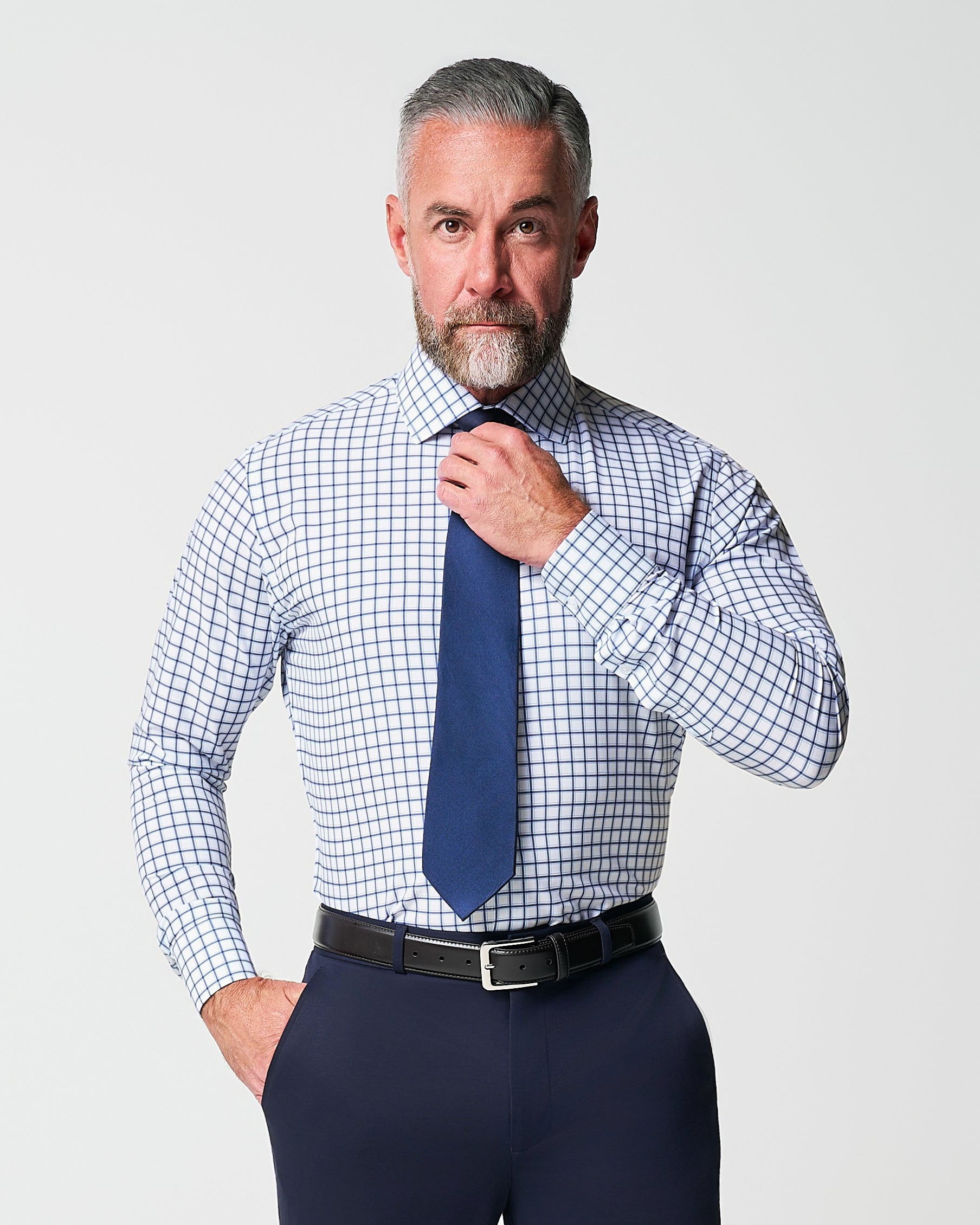 "The Elias" Light Navy Windowpane