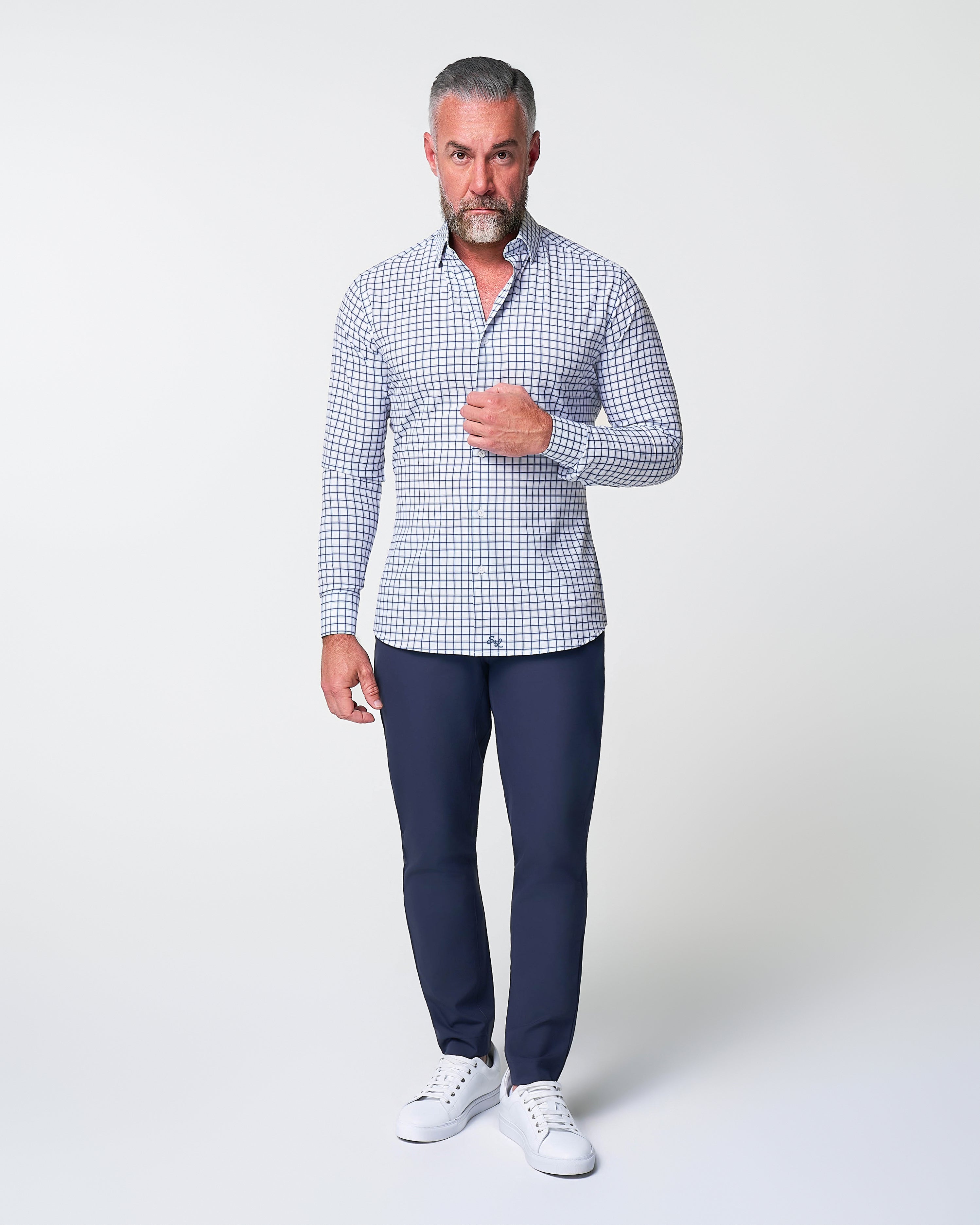 "The Elias" Light Navy Windowpane