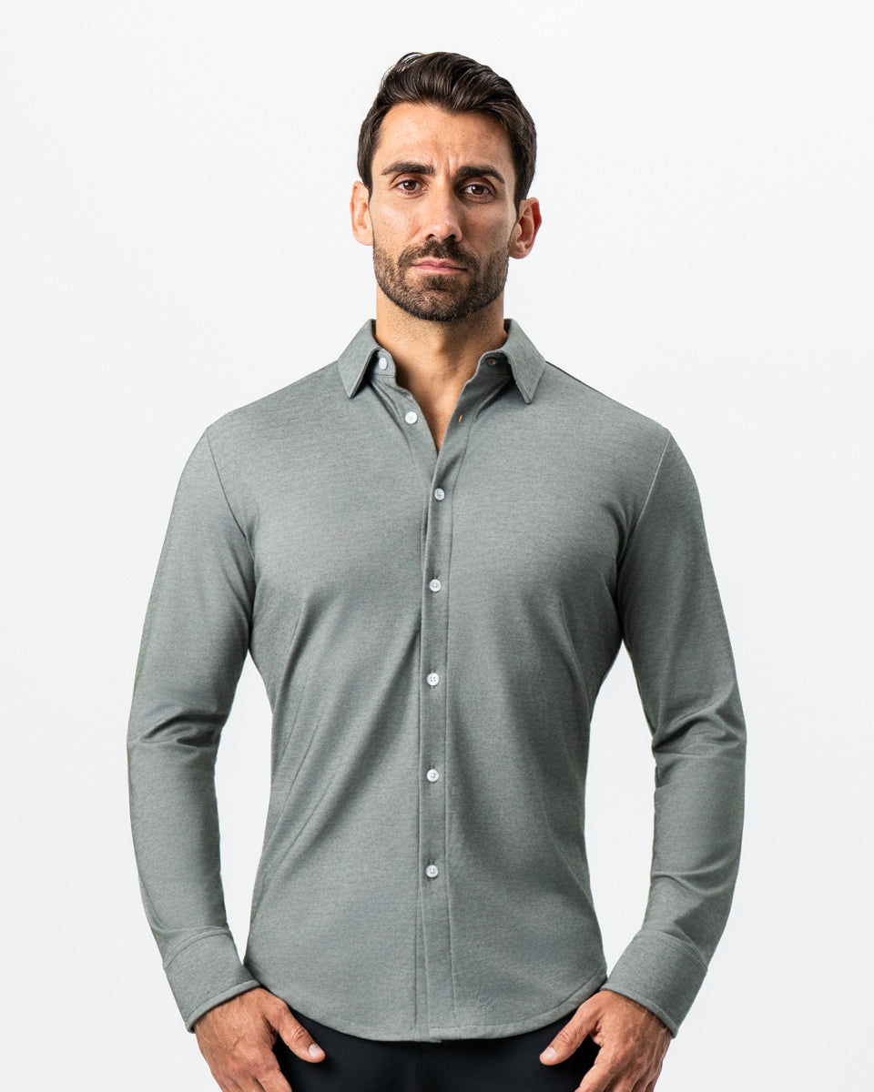 "The Grover" Olive Pique Button Down