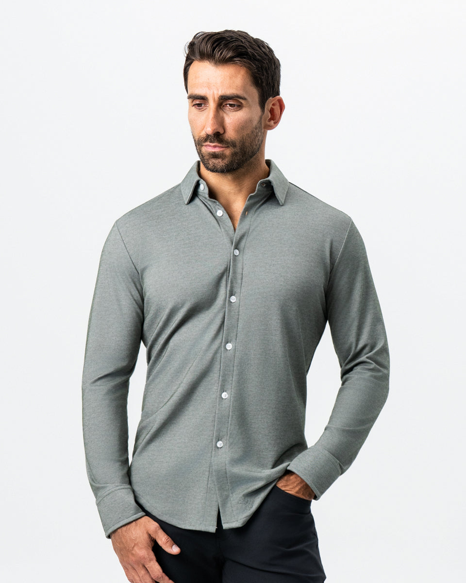 "The Grover" Olive Pique Button Down