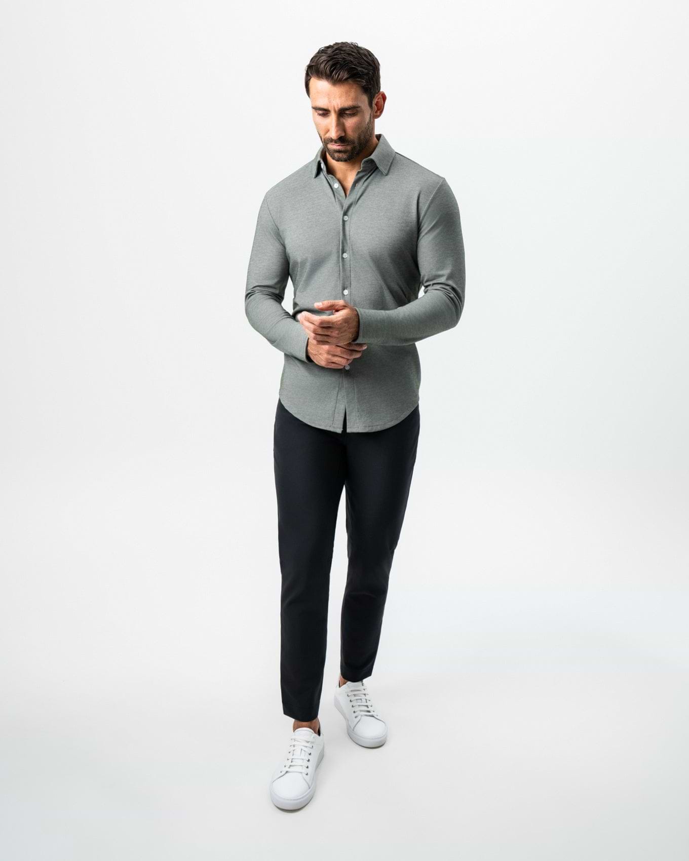 "The Grover" Olive Pique Button Down