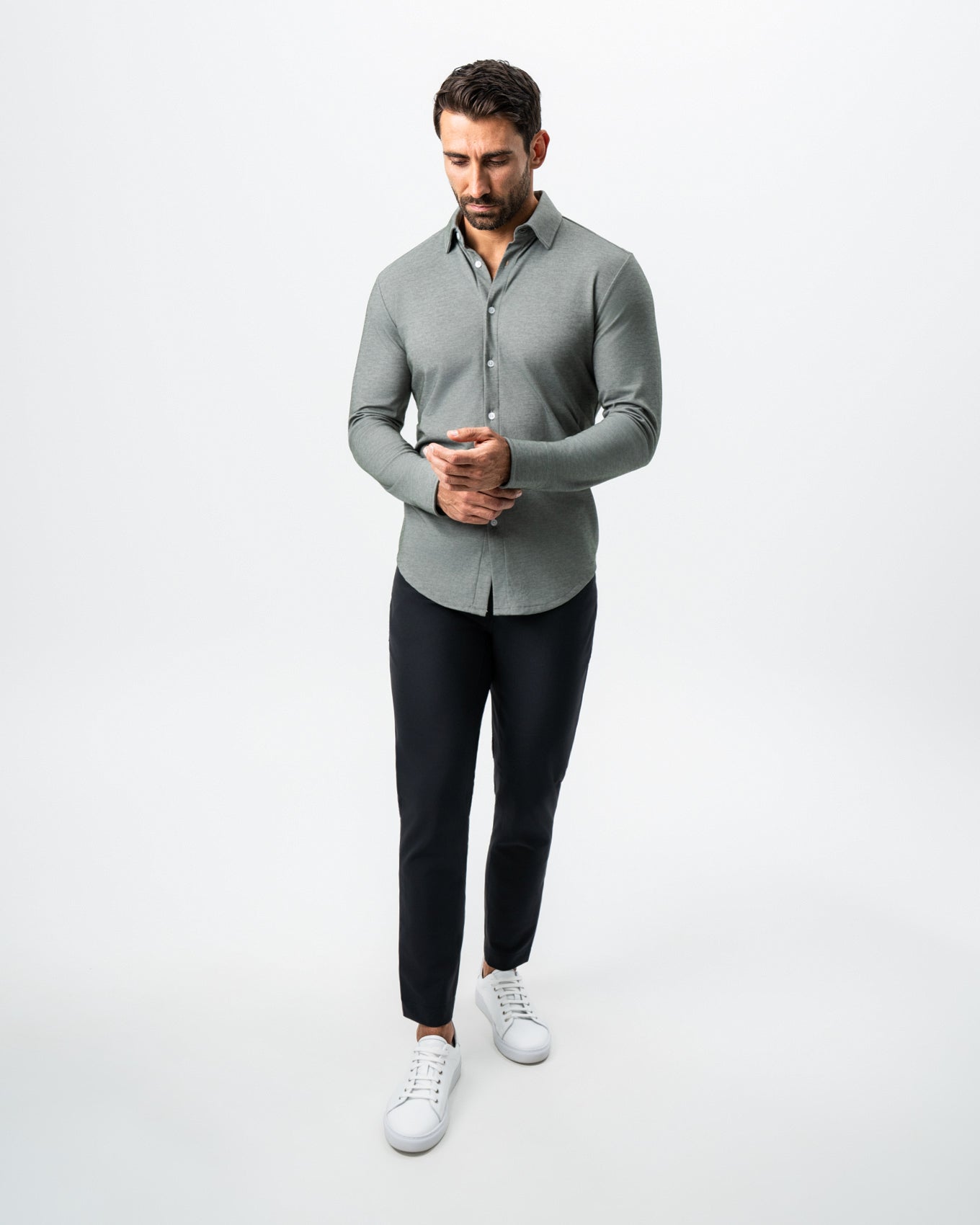 "The Grover" Olive Pique Button Down
