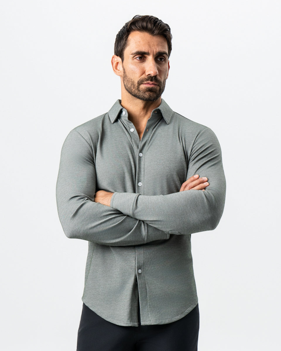 "The Grover" Olive Pique Button Down