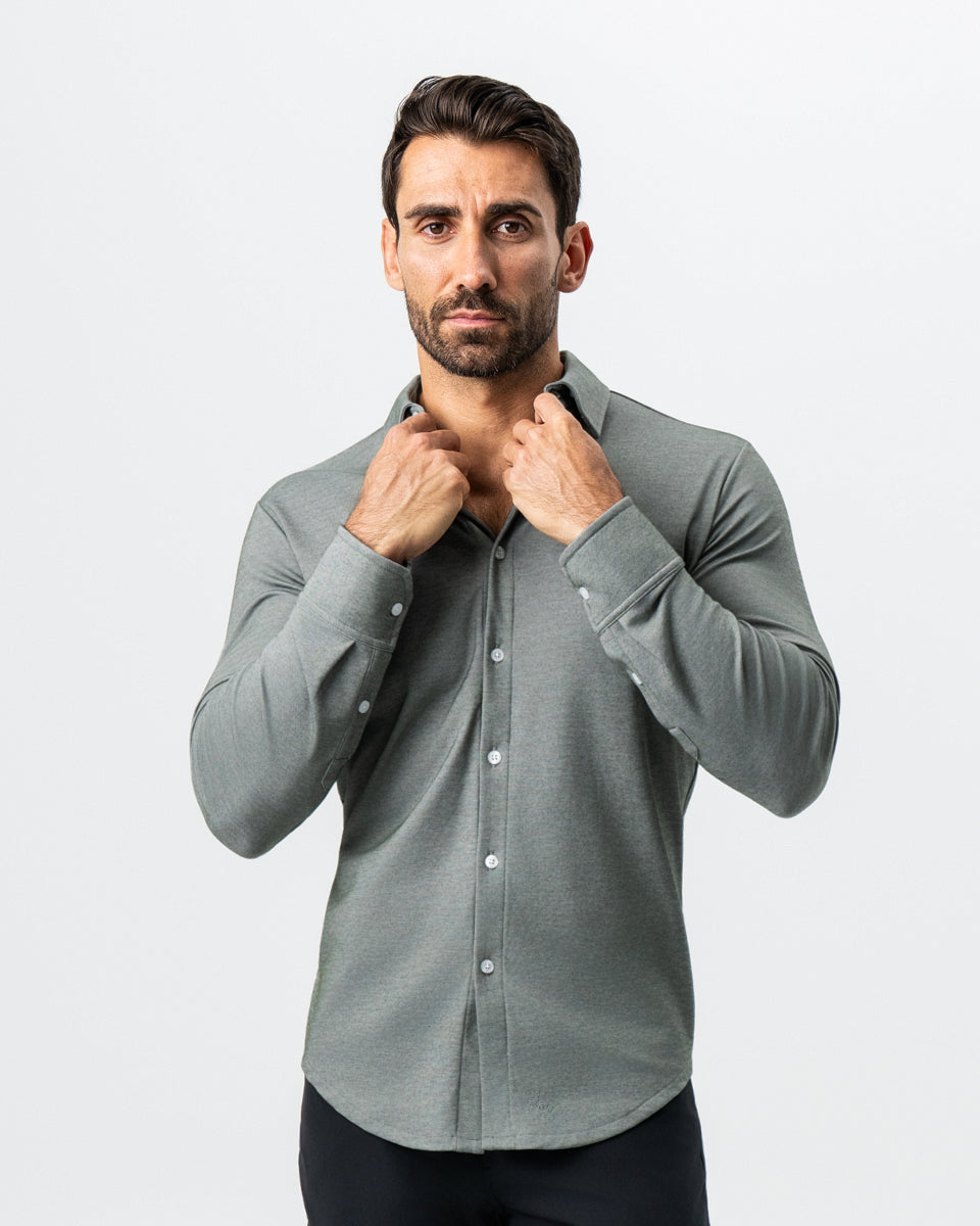 "The Grover" Olive Pique Button Down