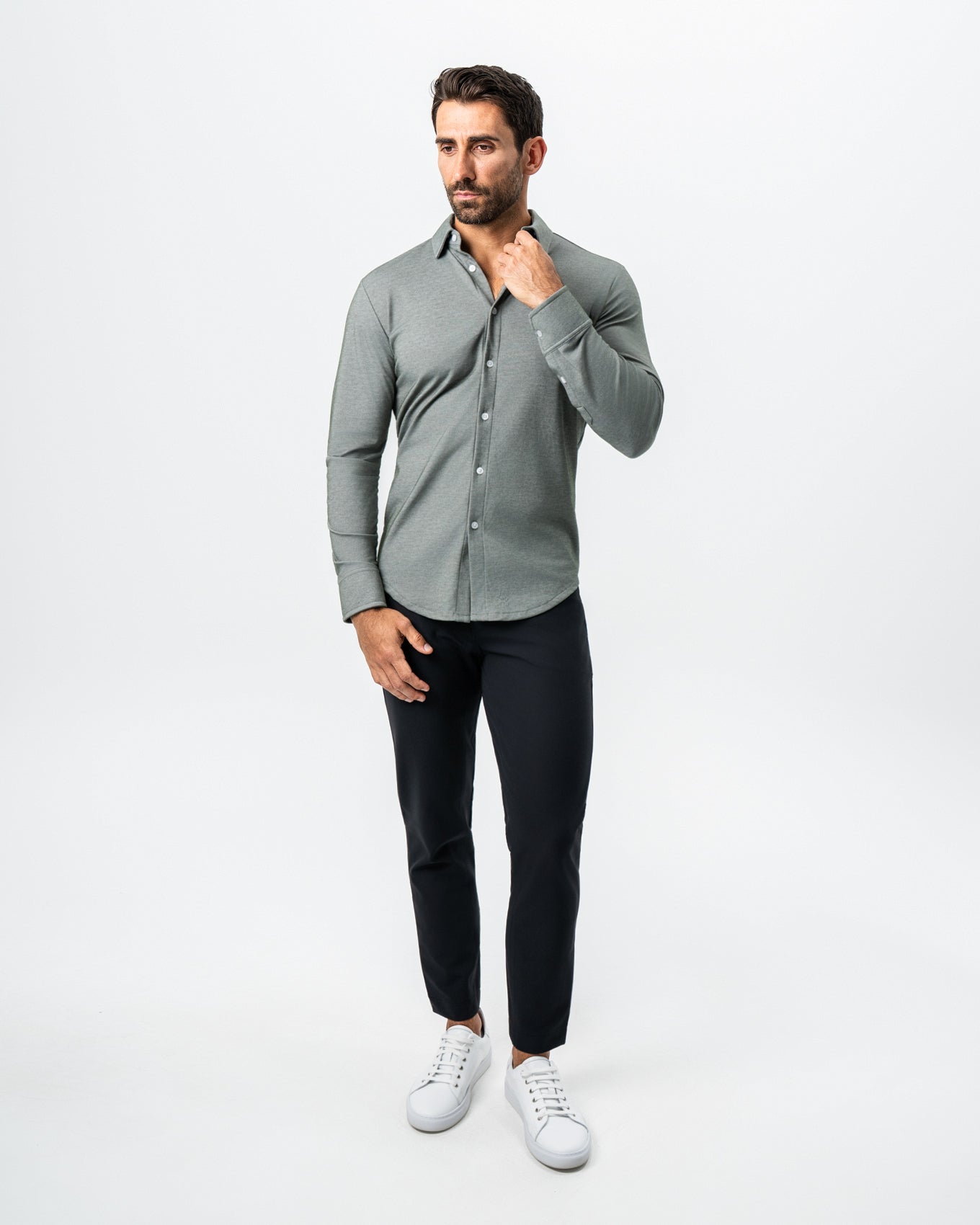 "The Grover" Olive Pique Button Down