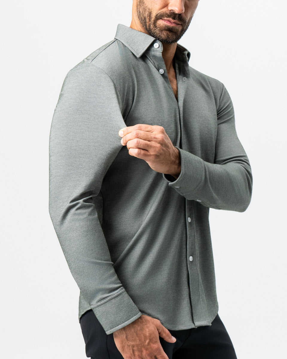 "The Grover" Olive Pique Button Down