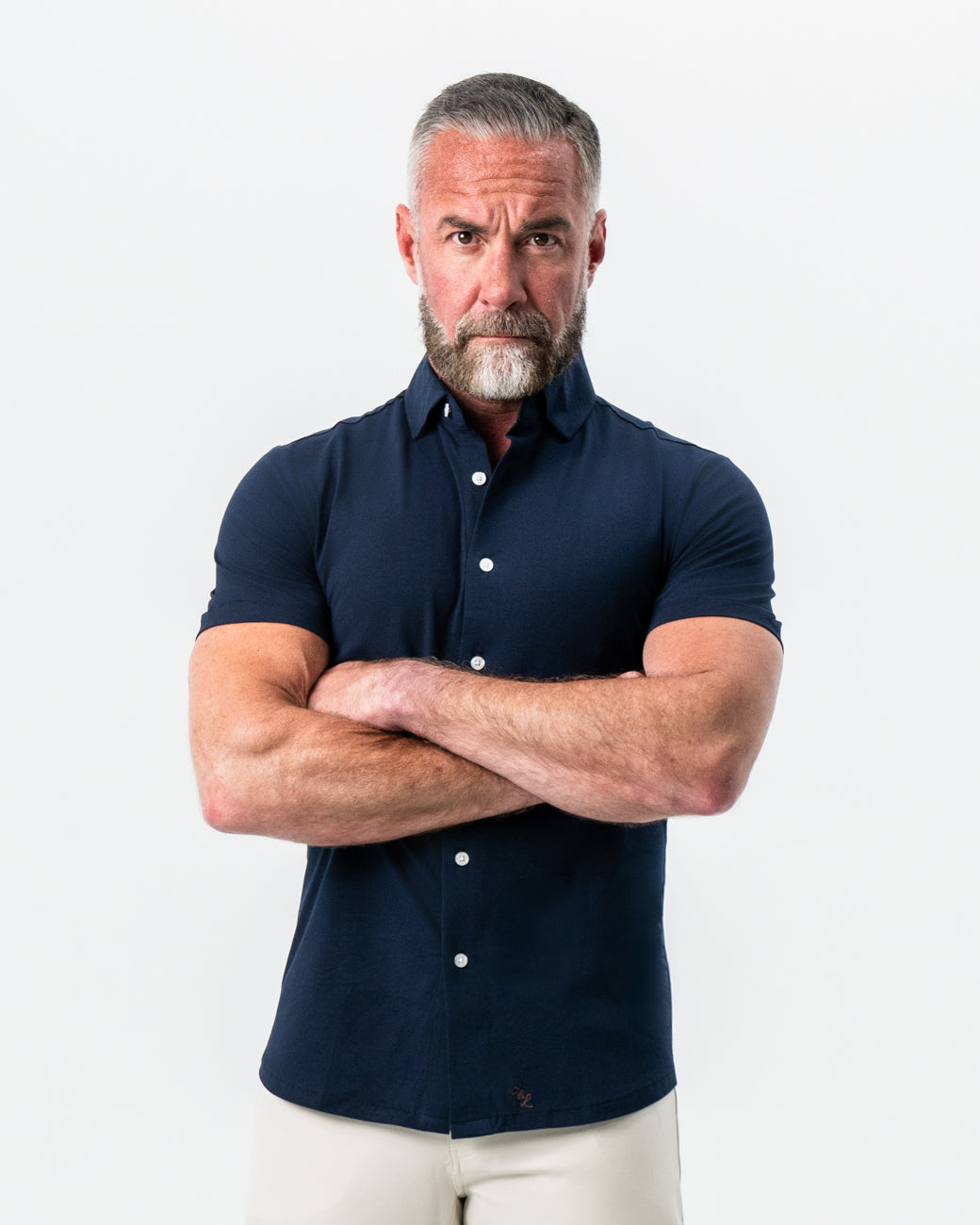 "The Hawkins" Navy Short Sleeve Button Down