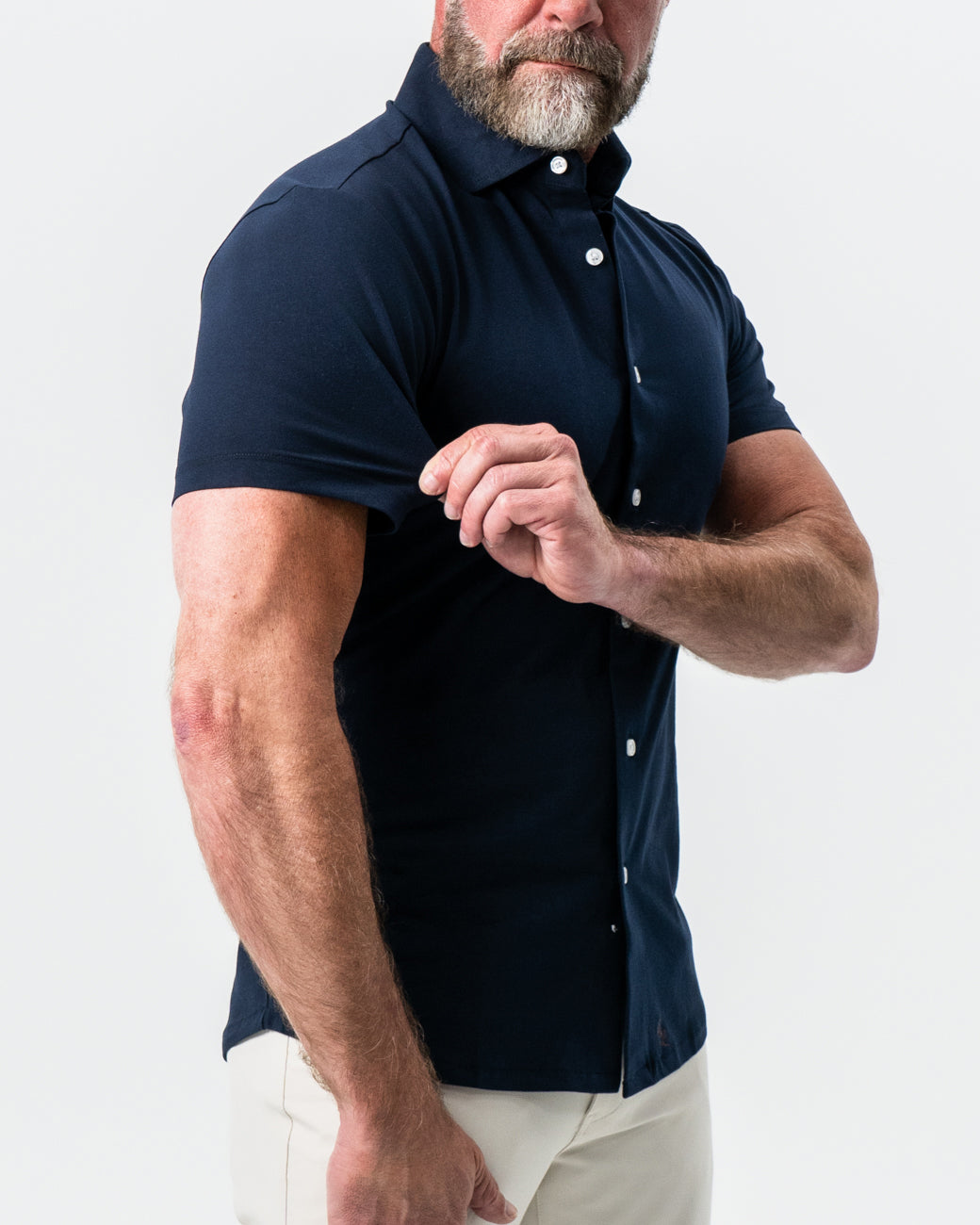 "The Hawkins" Navy Short Sleeve Button Down