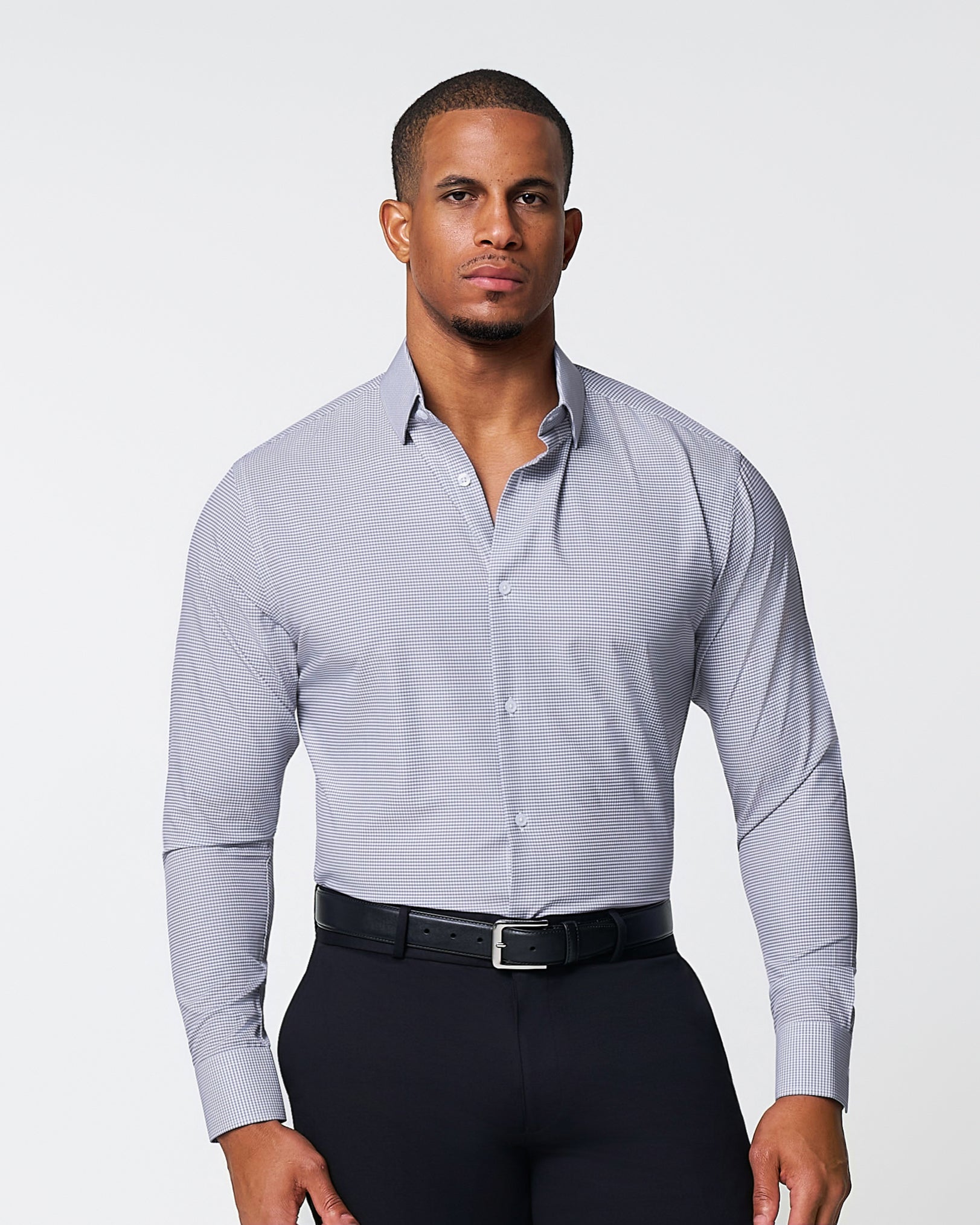 "The Heath" Slate Grey & Purple Mini Gingham