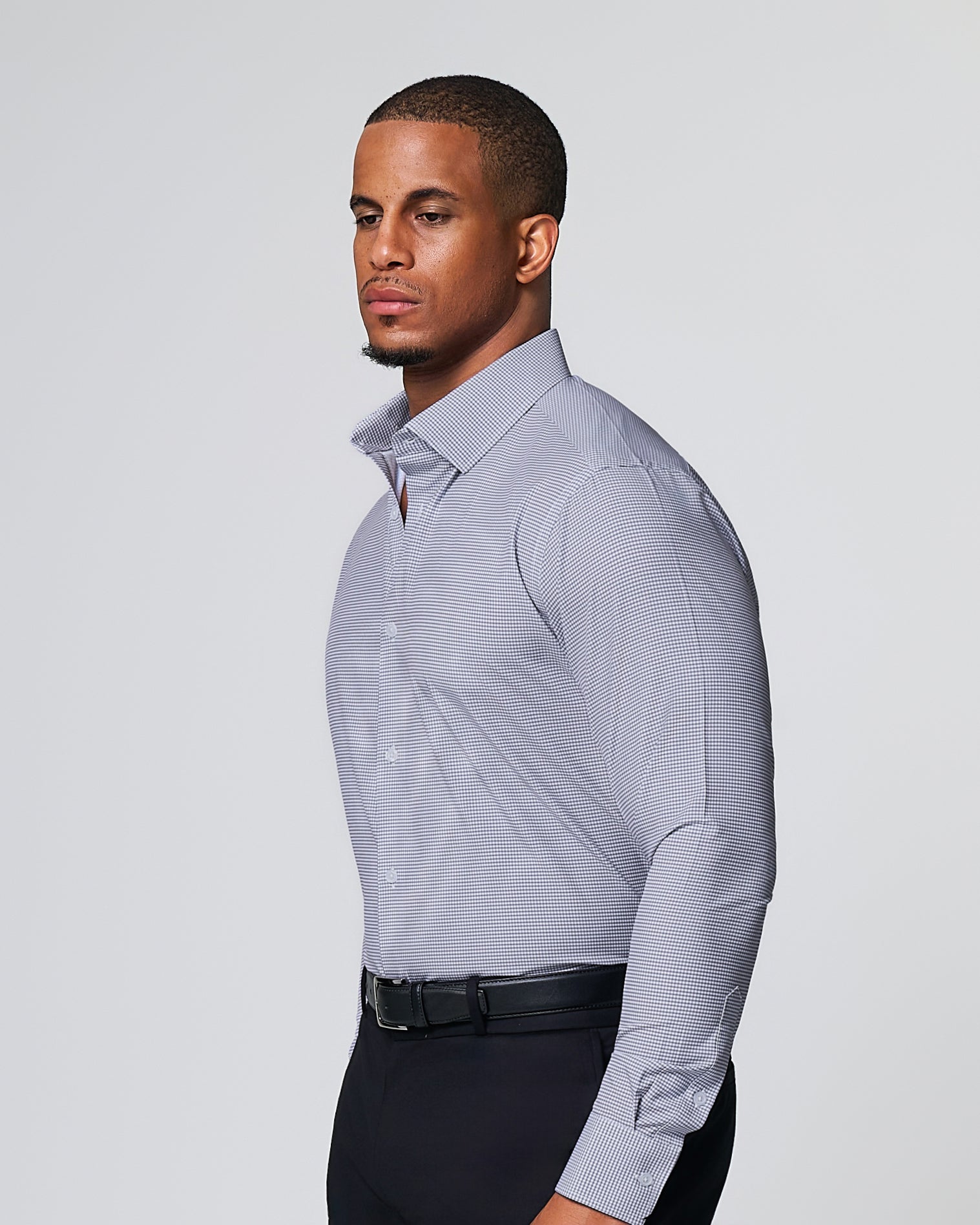 "The Heath" Slate Grey & Purple Mini Gingham
