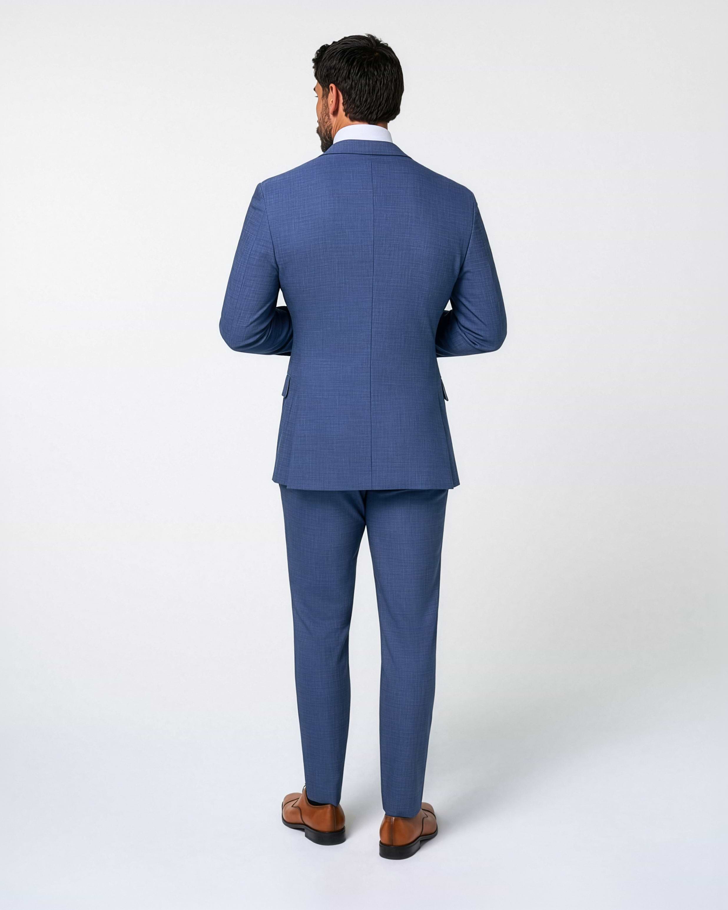 Athletic Fit Stretch Suit Pants - Heathered Blue