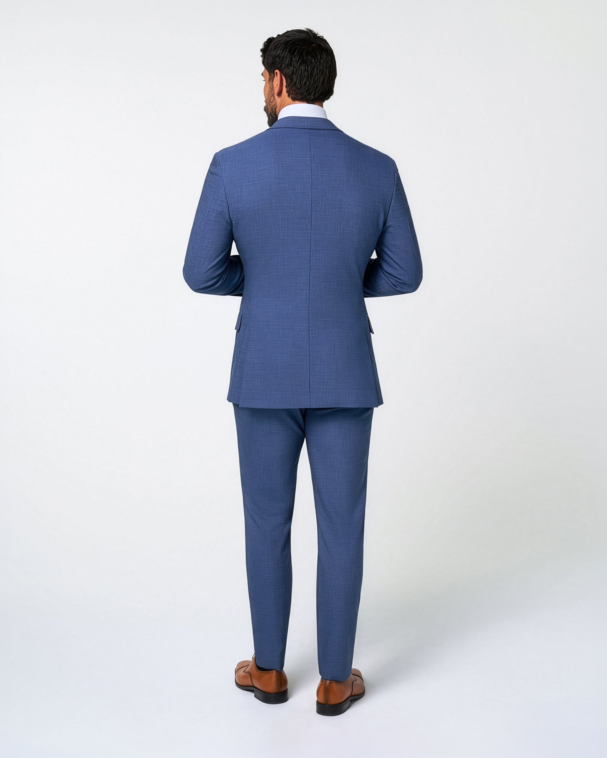 Athletic Fit Stretch Suit Pants - Heathered Blue