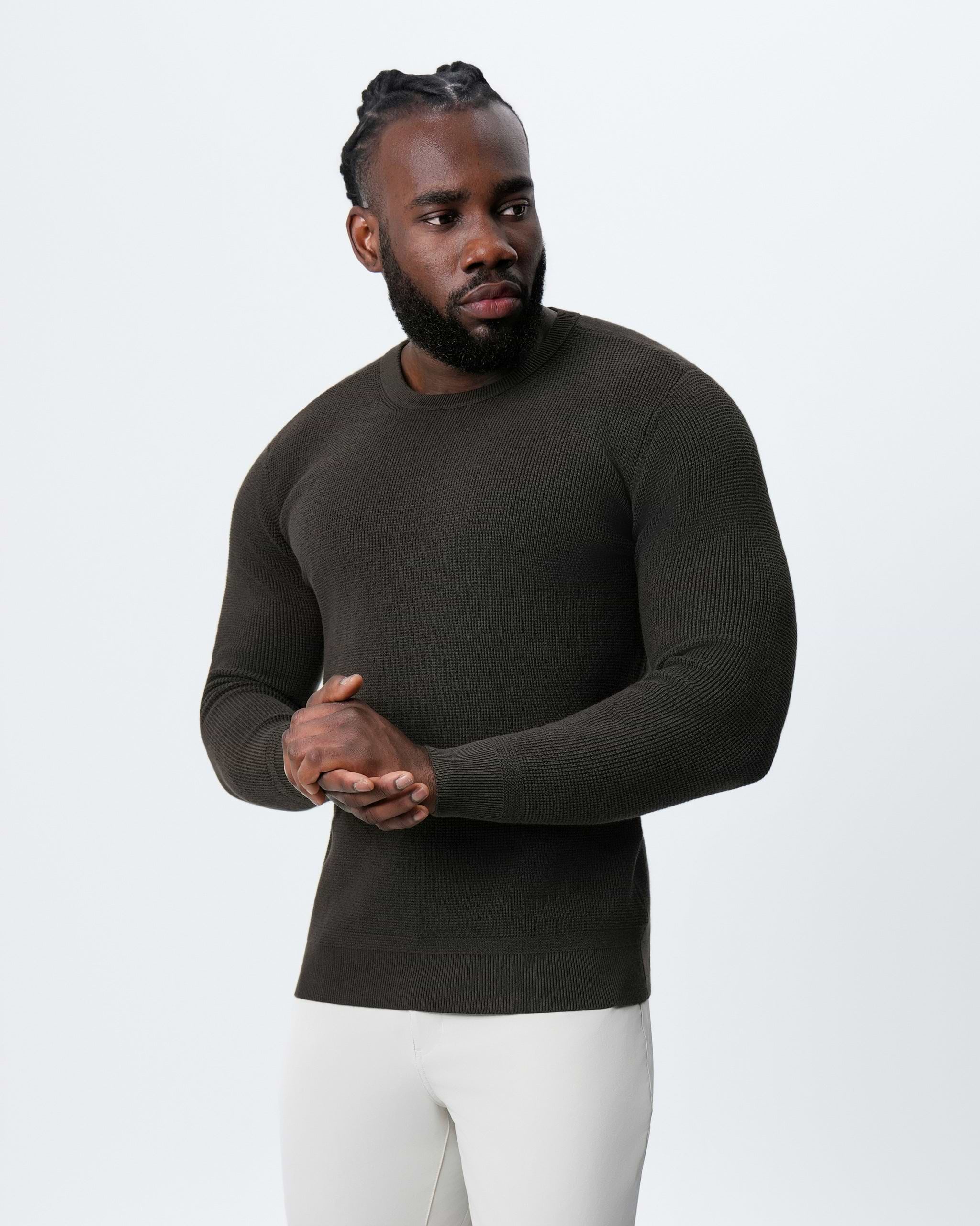 Heavy Knit Crewneck - Dark Brown