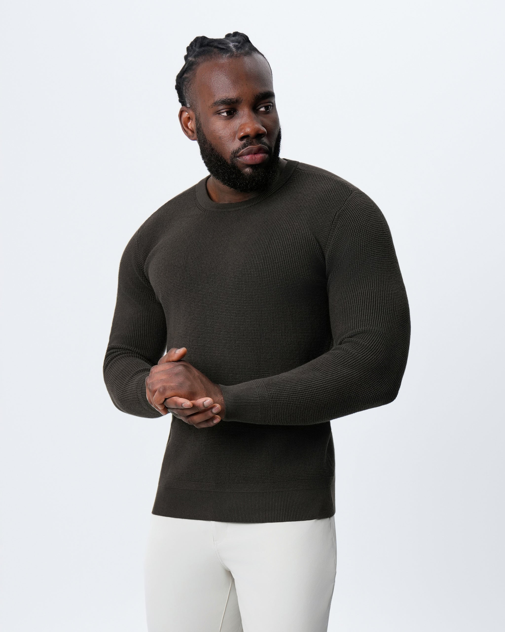 Heavy Knit Crewneck - Dark Brown