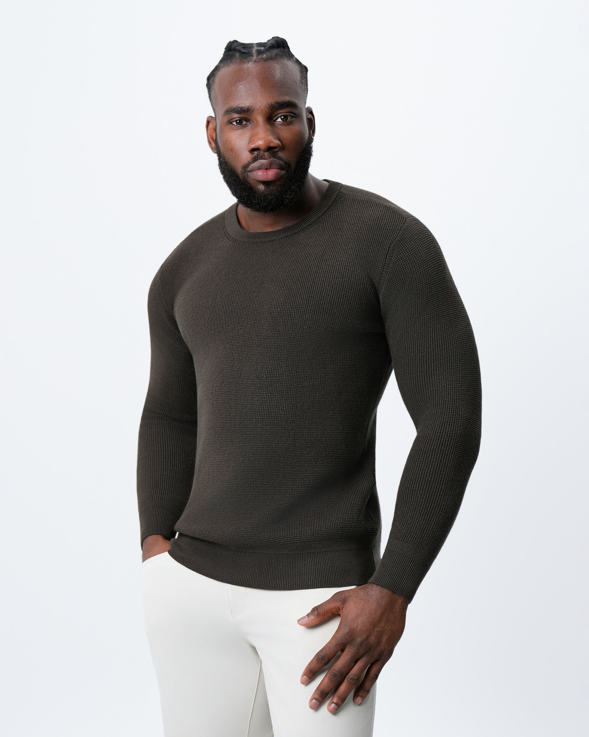 Heavy Knit Crewneck - Dark Brown