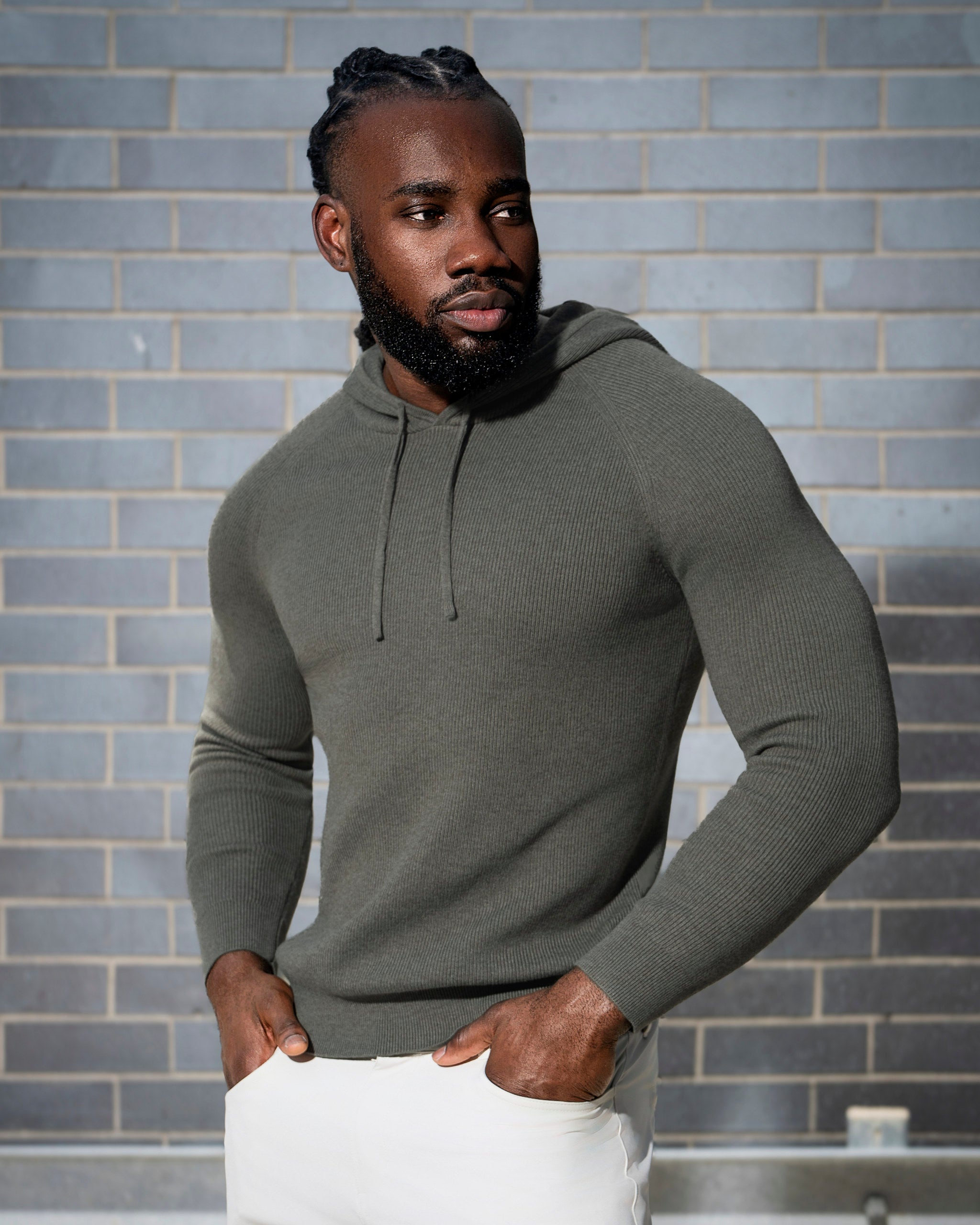 Heavy Knit Hoodie - Ash Olive
