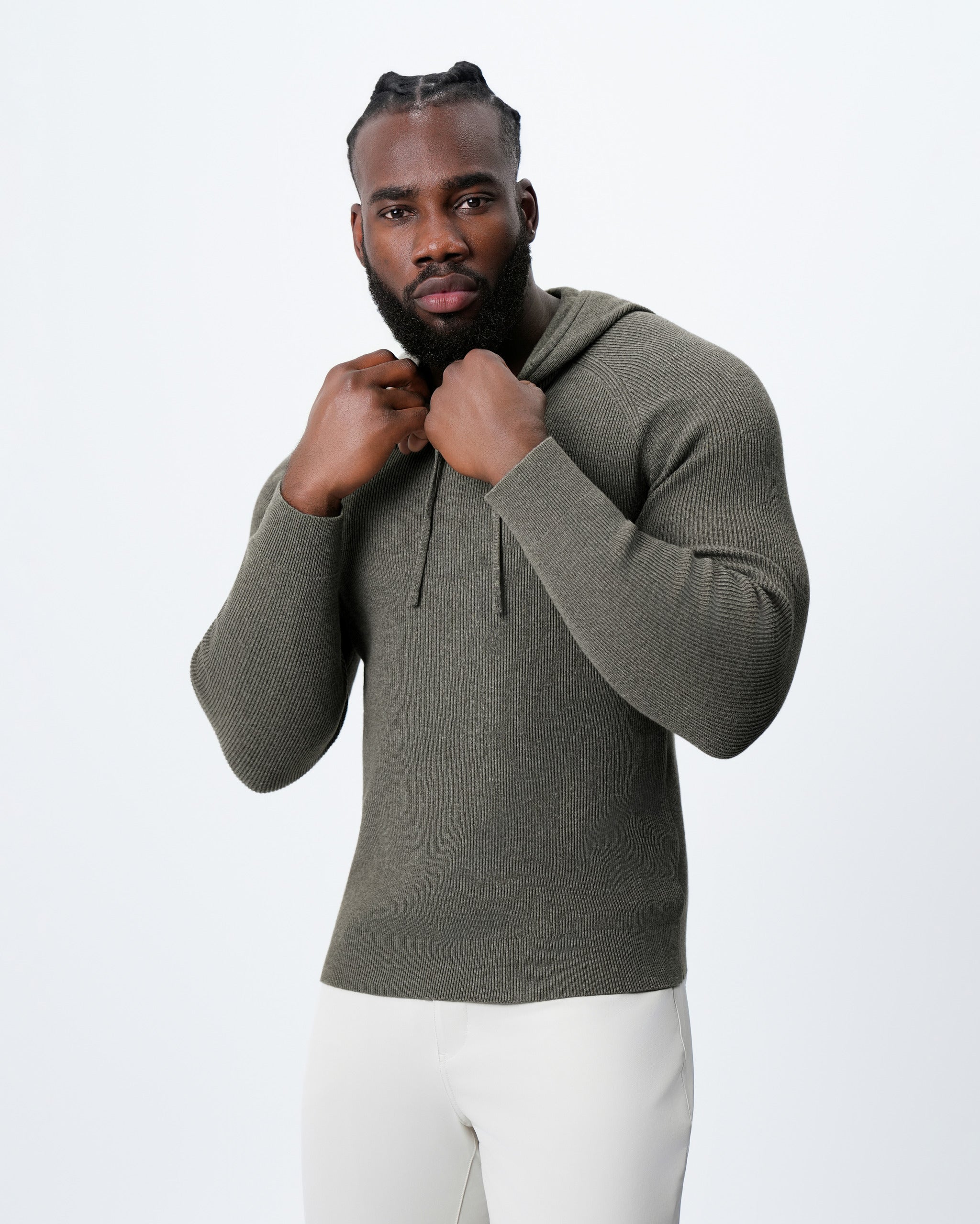 Heavy Knit Hoodie - Ash Olive
