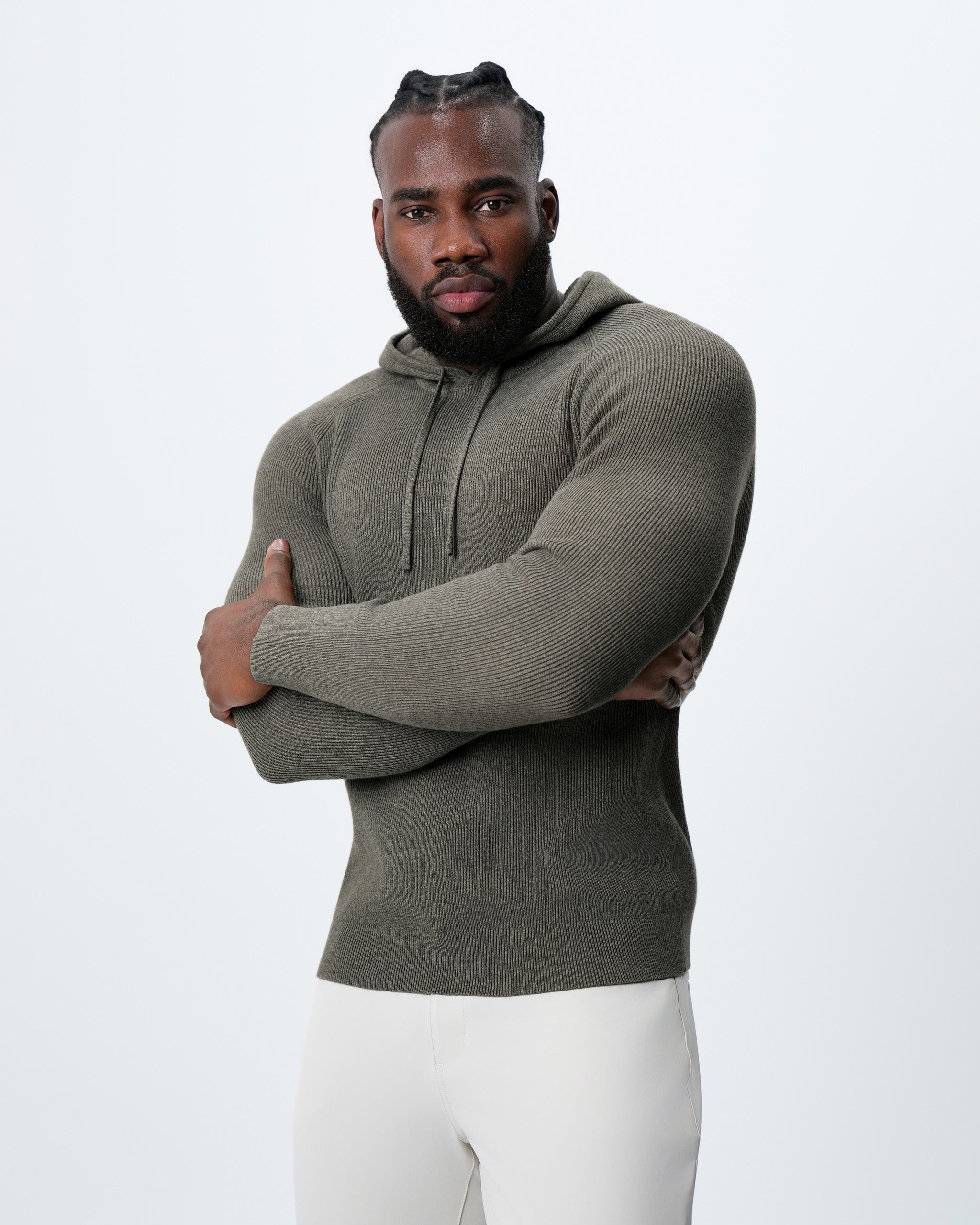 Heavy Knit Hoodie - Ash Olive