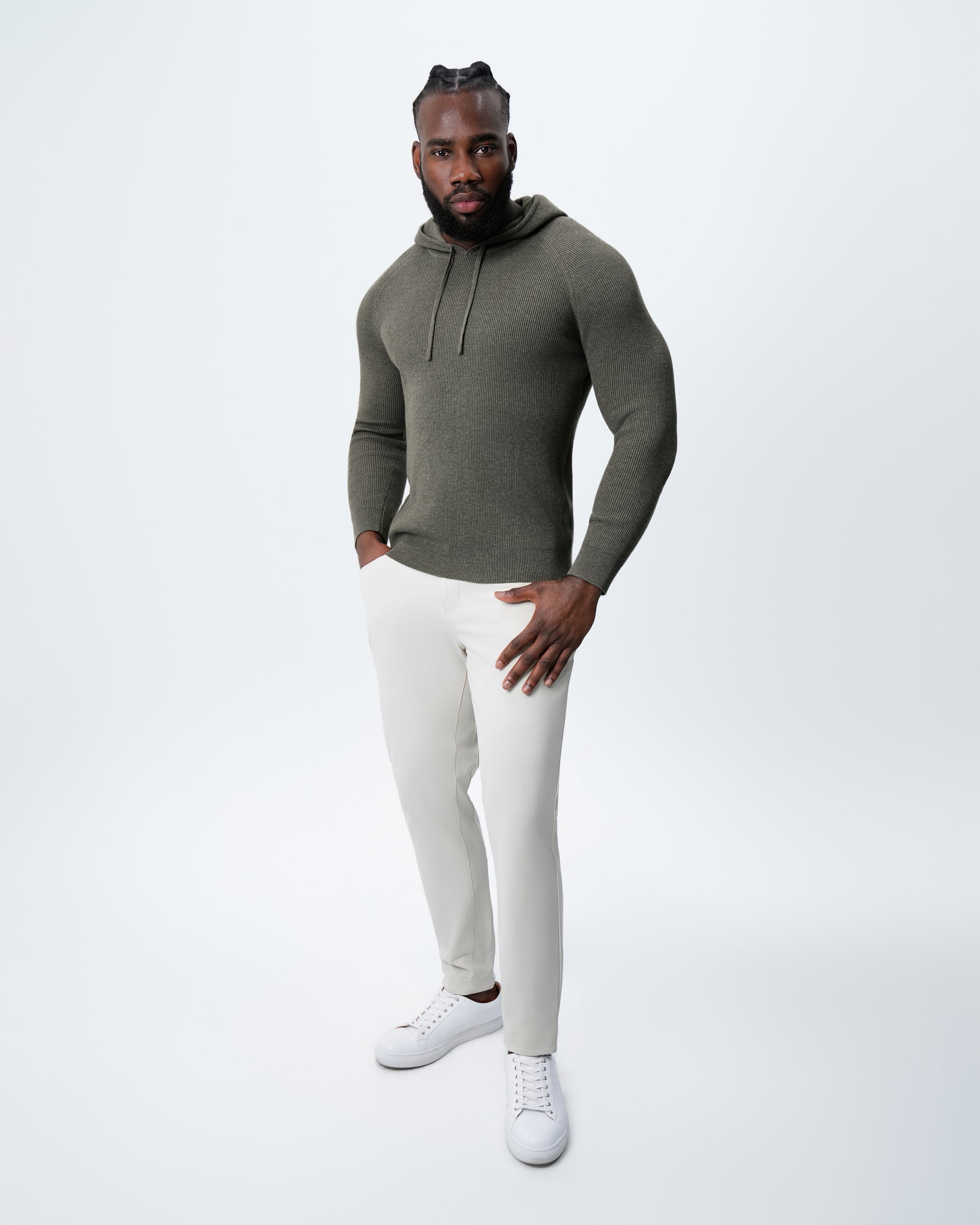 Heavy Knit Hoodie - Ash Olive