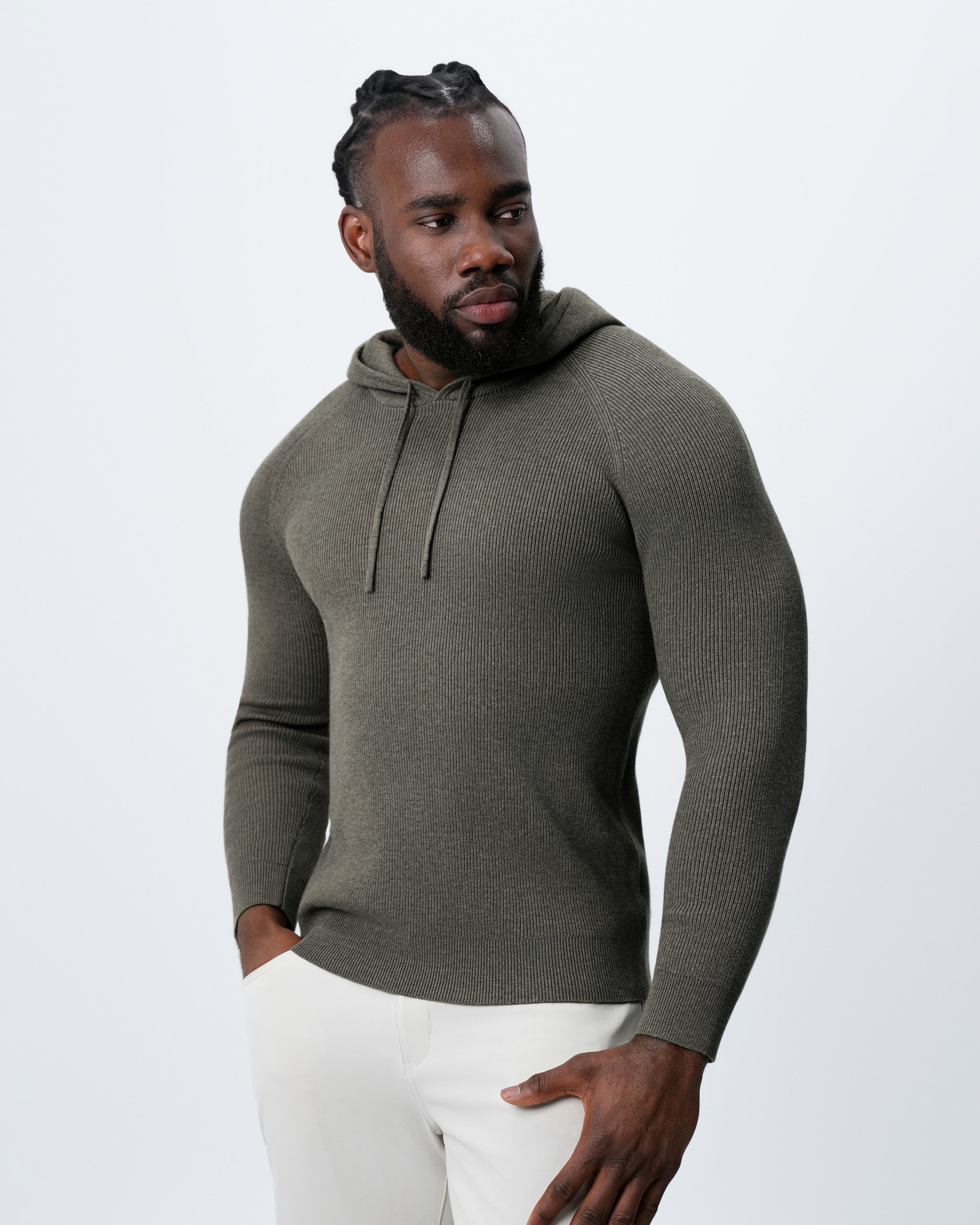 Heavy Knit Hoodie - Ash Olive