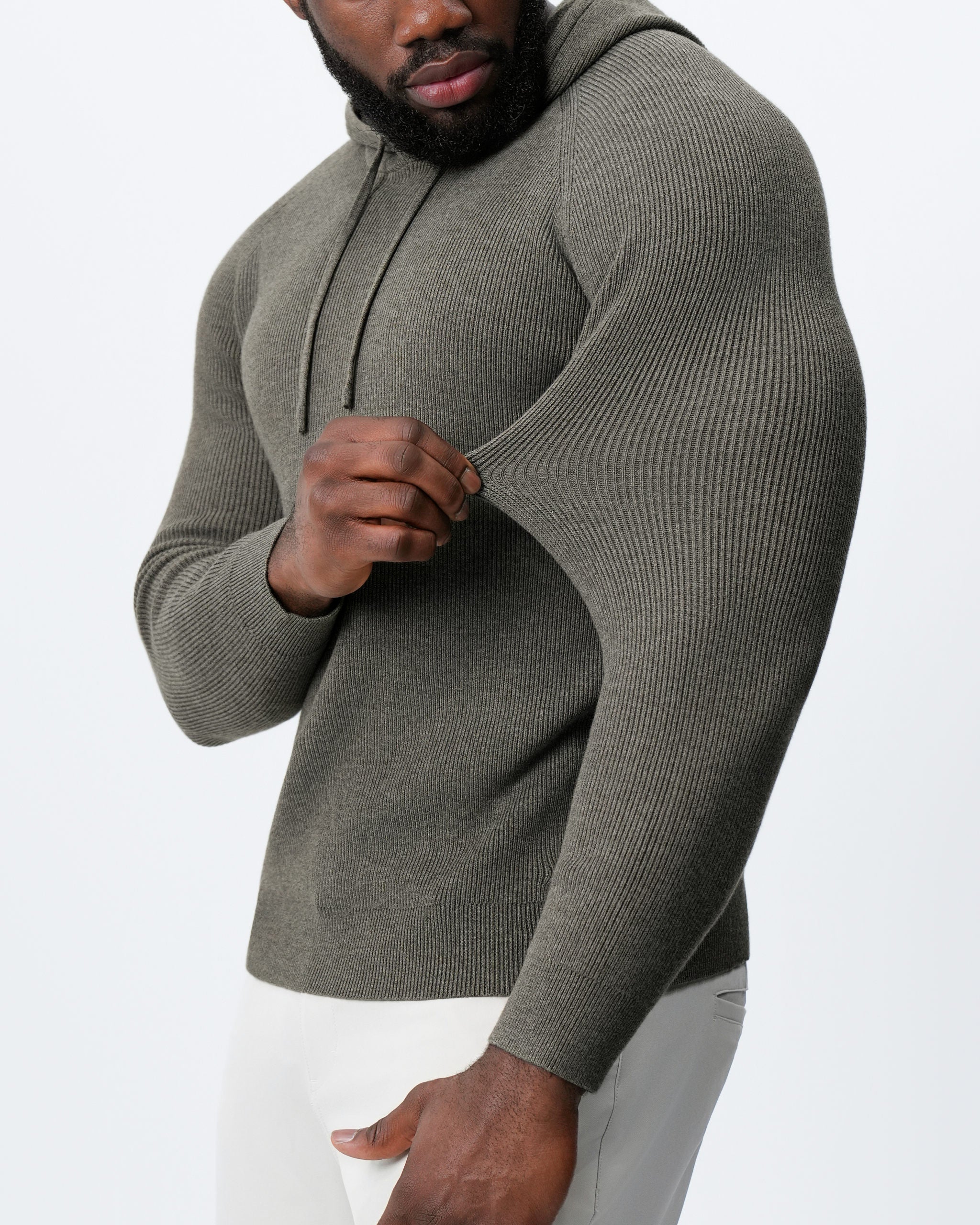 Heavy Knit Hoodie - Ash Olive