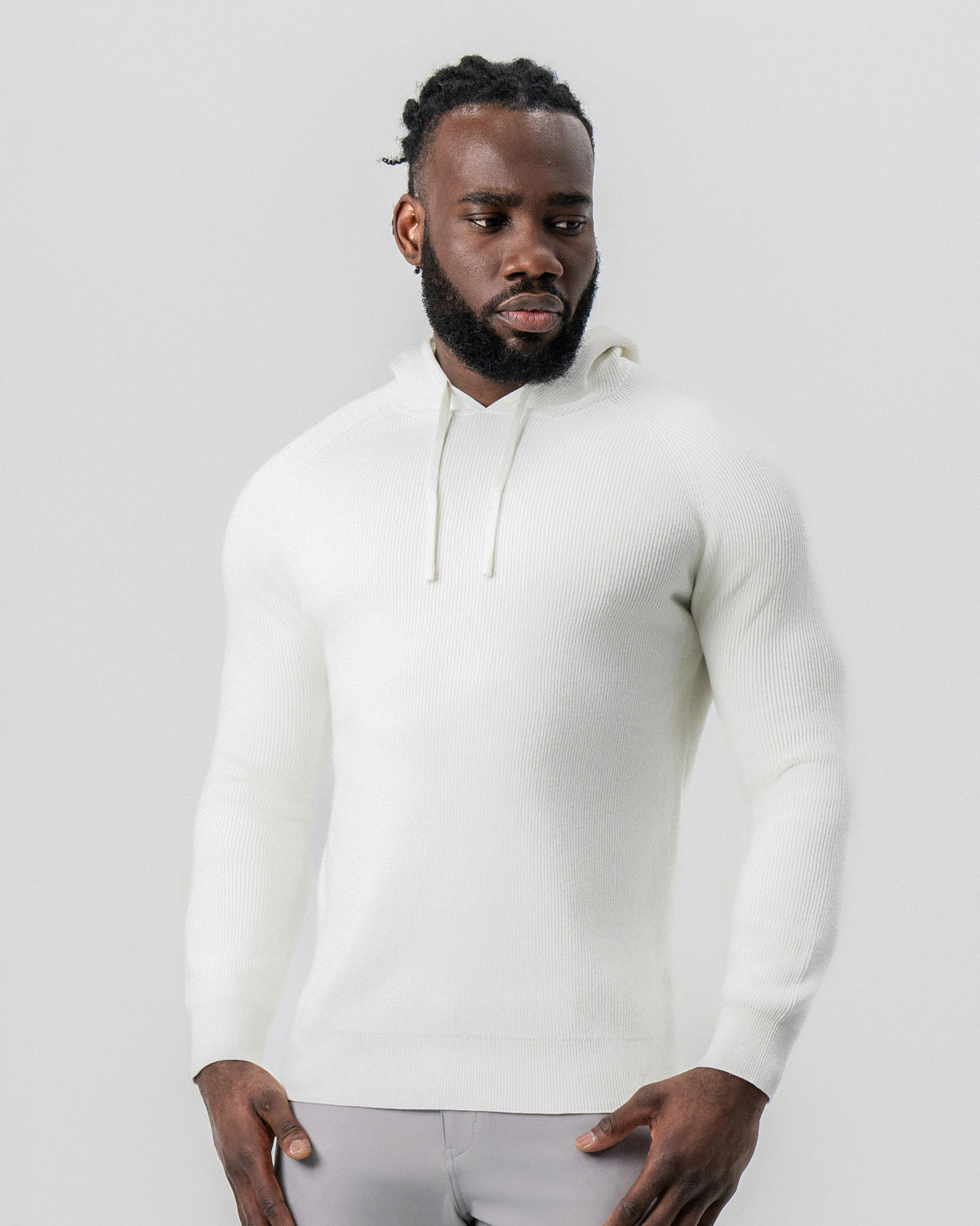 Heavy Knit Hoodie - Cream