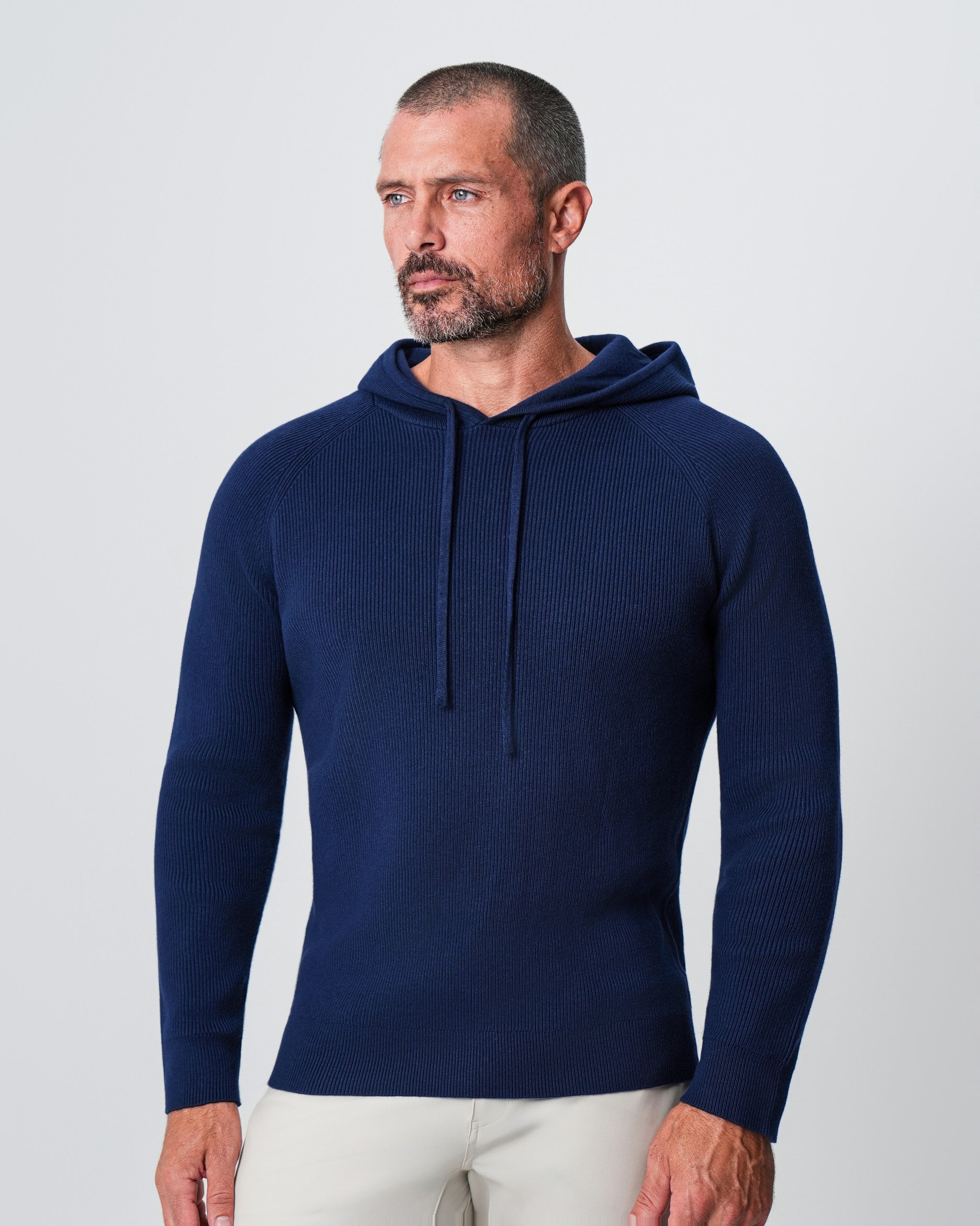 Heavy Knit Hoodie - Deep Navy