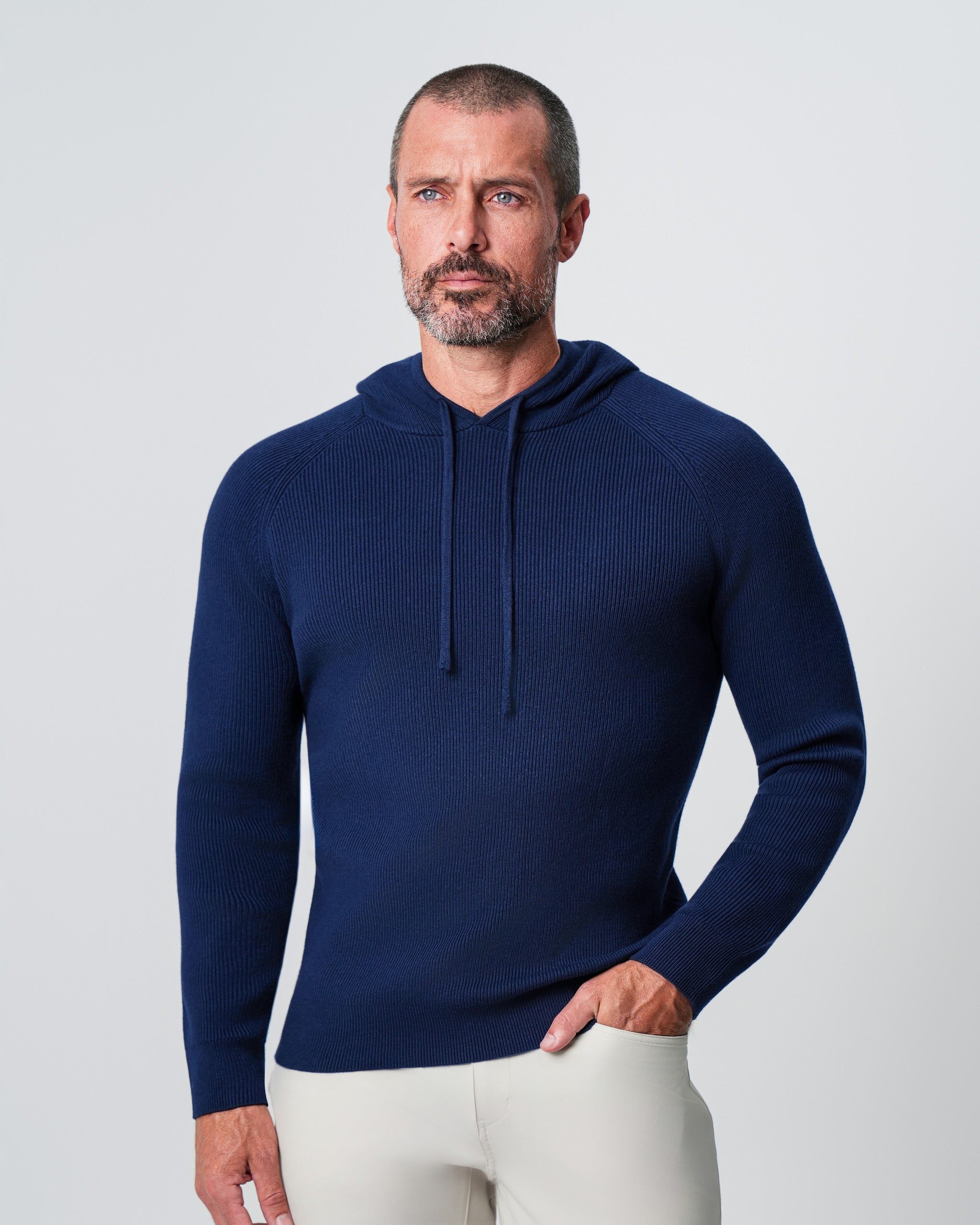Heavy Knit Hoodie - Deep Navy