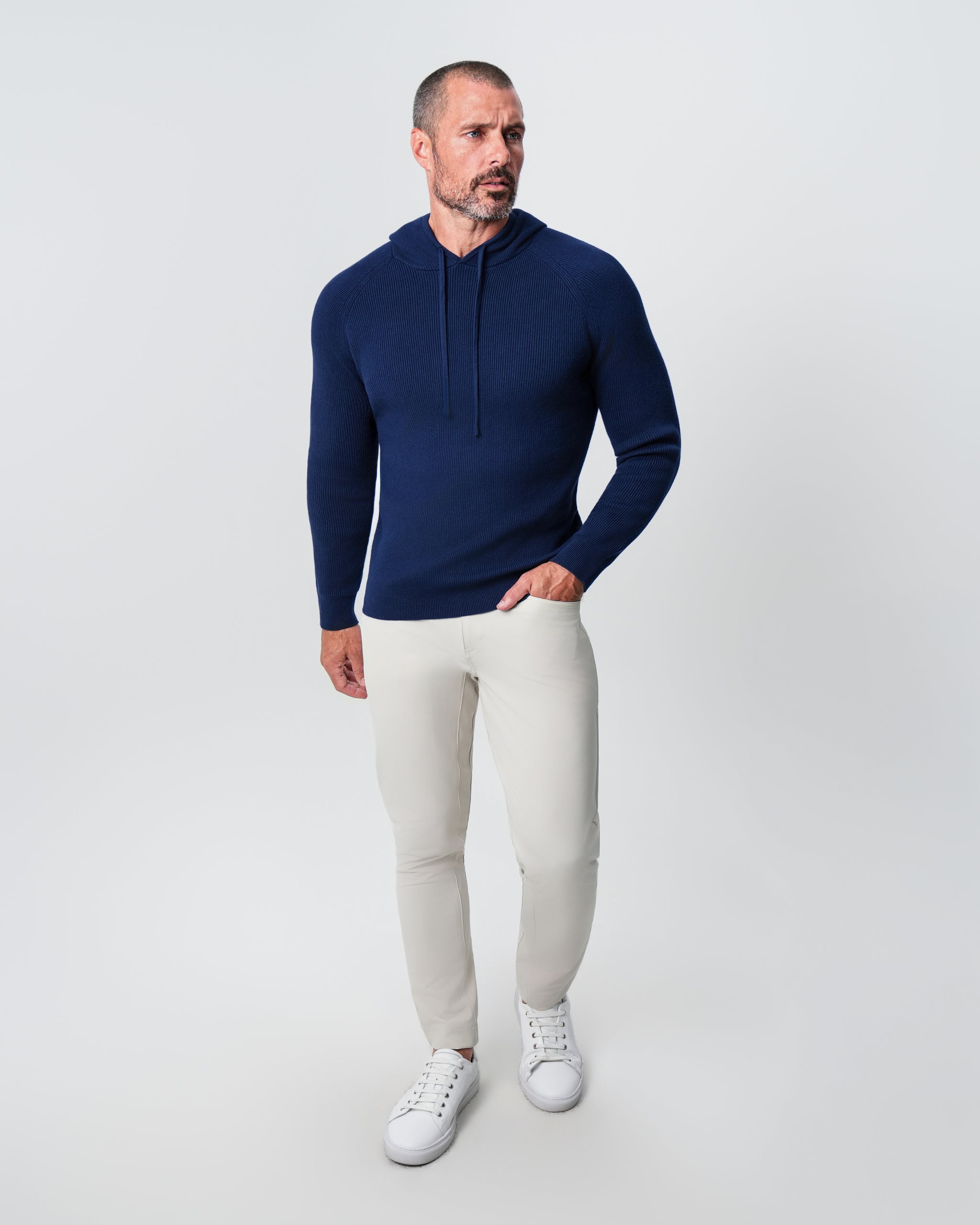 Heavy Knit Hoodie - Deep Navy